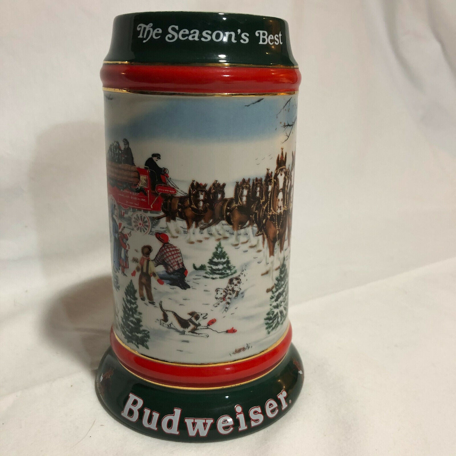 1991 Anheuser Busch Budweiser Holiday Christmas Beer Stein Clydesdales Ceramarte - Nostalgia 2 Now