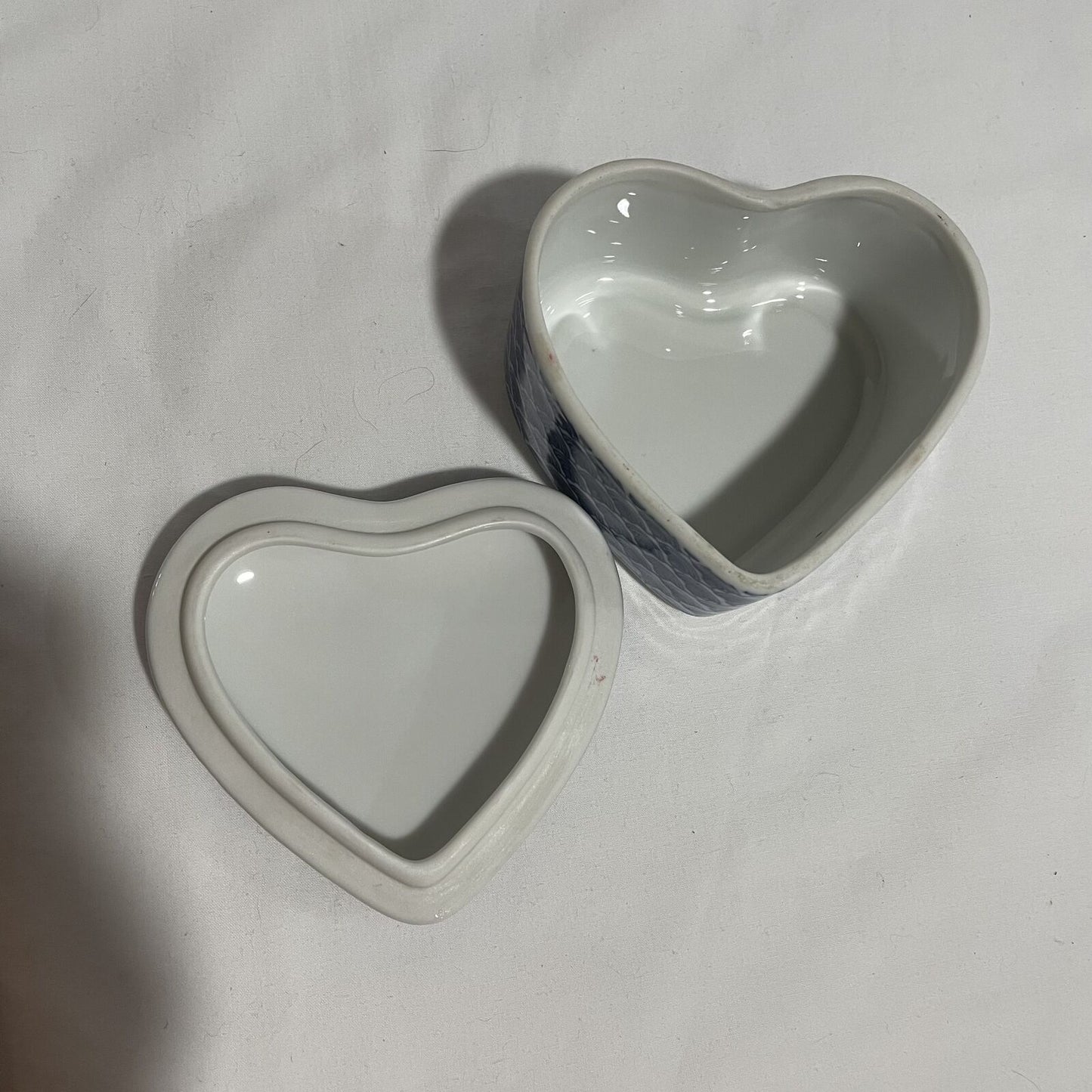 Vintage Cobalt Fish Lidded Heart Trinket Box Japan - Nostalgia 2 Now