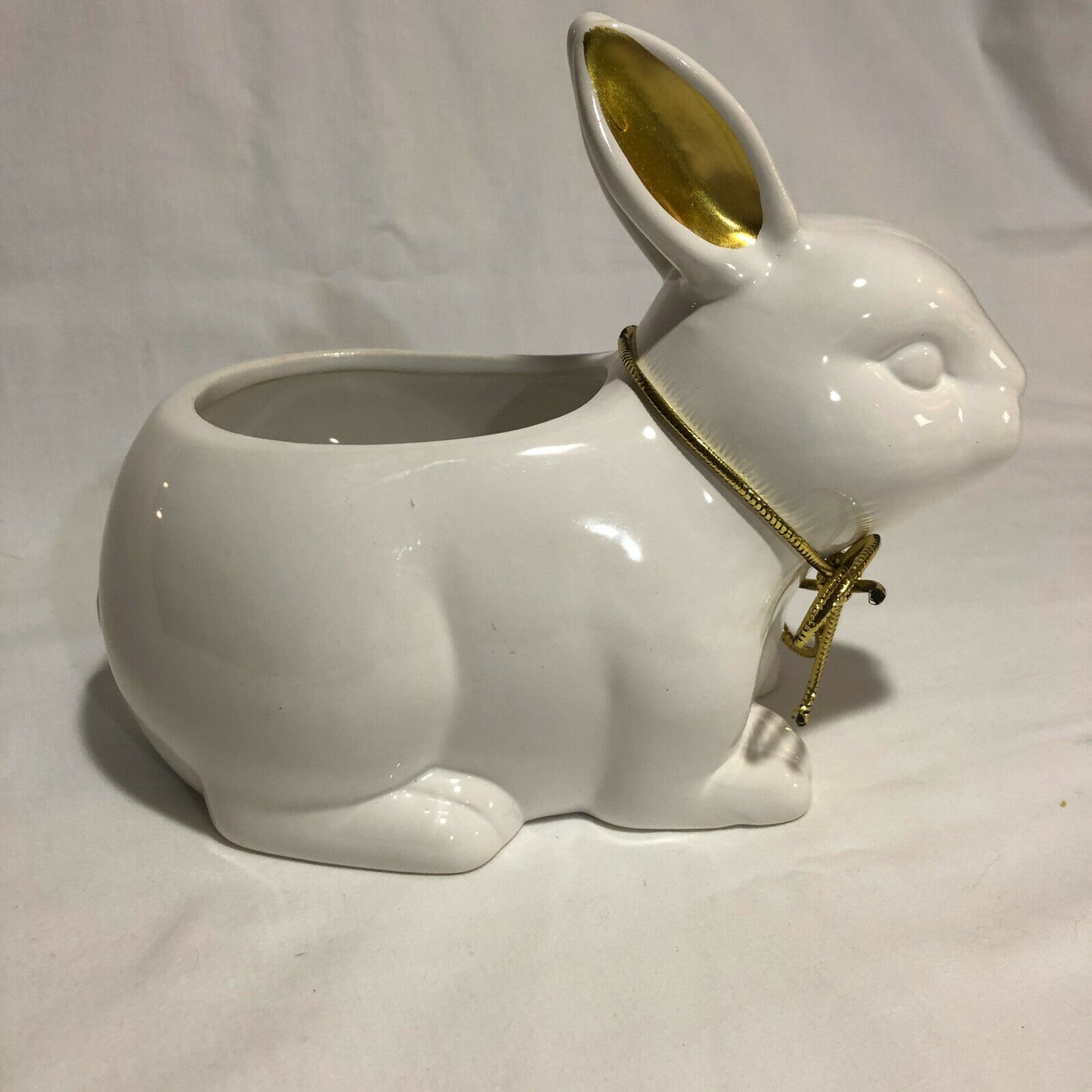 Maud Borup White Rabbit Ceramic Planter with Gold Ears Ready for EASTER! - Nostalgia 2 Now