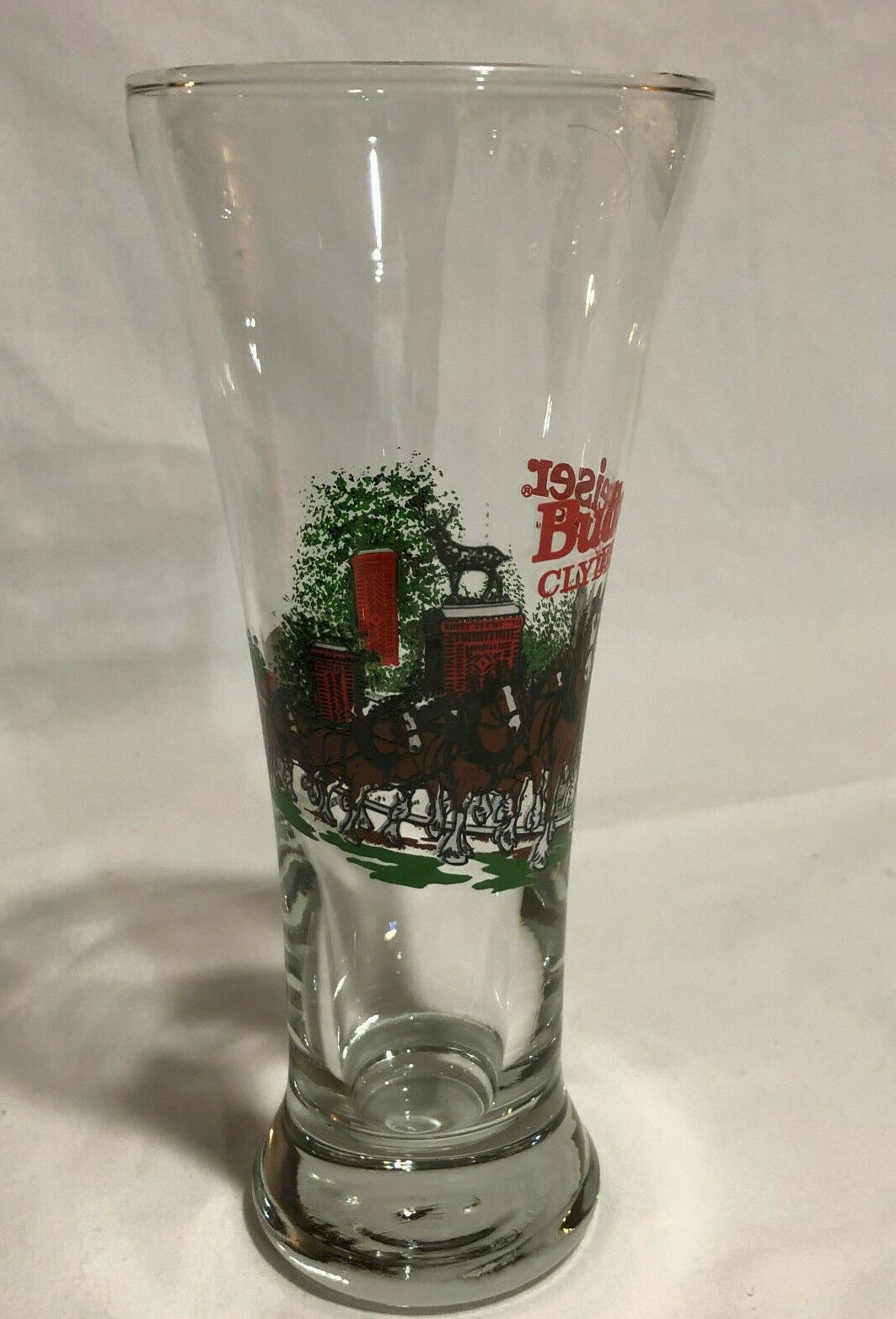 Vintage Budweiser Clydesdale 1991 Fluted Pilsner 12 Oz Beer Glass, set of 6 - Nostalgia 2 Now