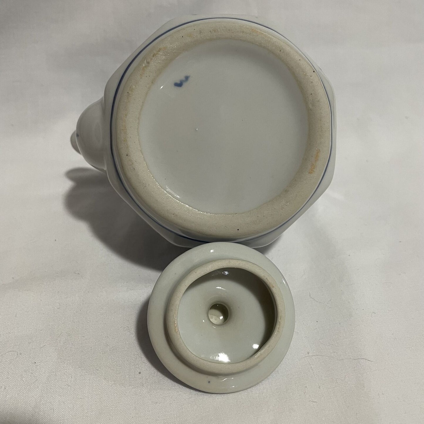 Vintage Blue And White Ceramic Round Teapot Lided - Nostalgia 2 Now