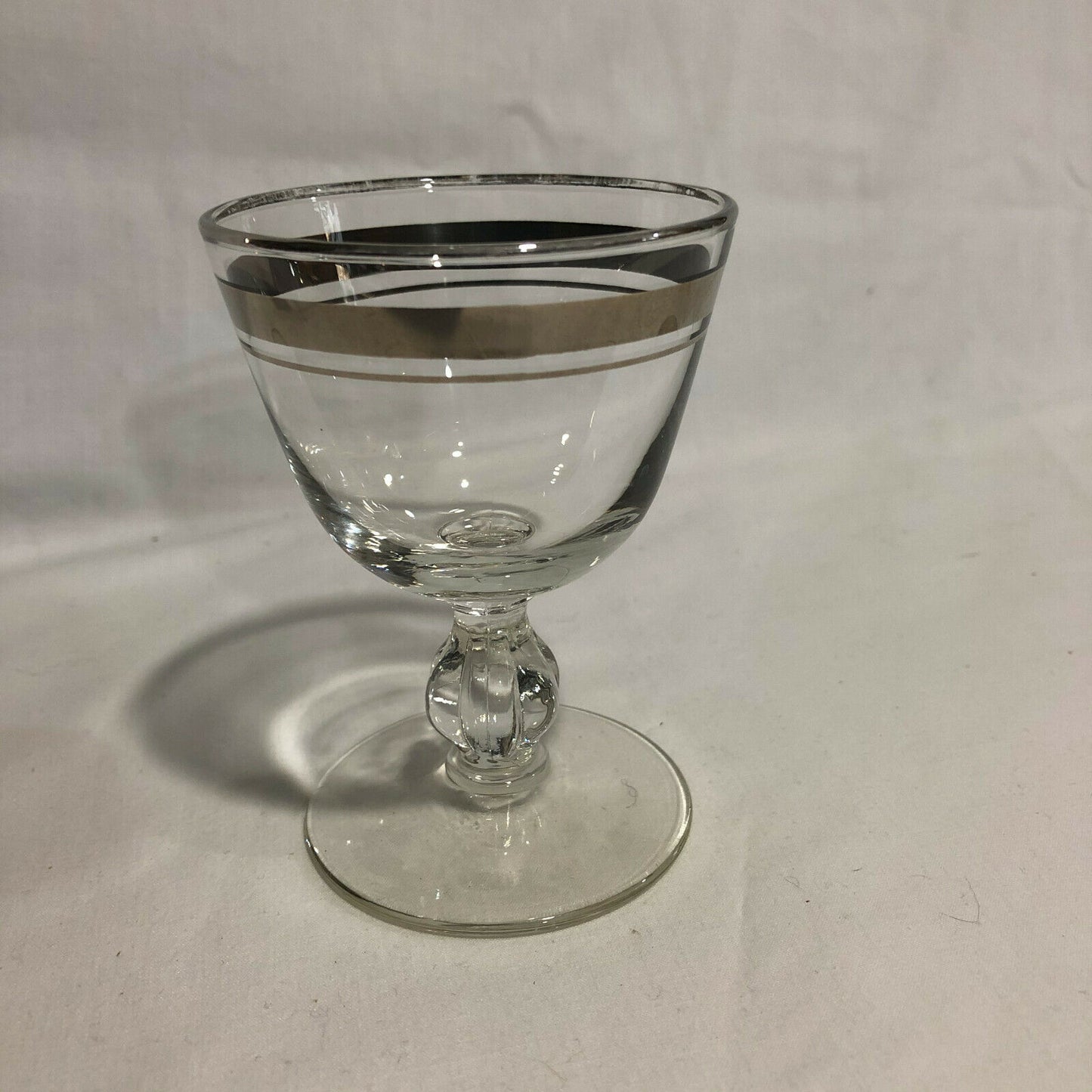 Vintage MCM Silver Banded Cordial Glasses Set of 3 Cocktail Thorpe Style - Nostalgia 2 Now