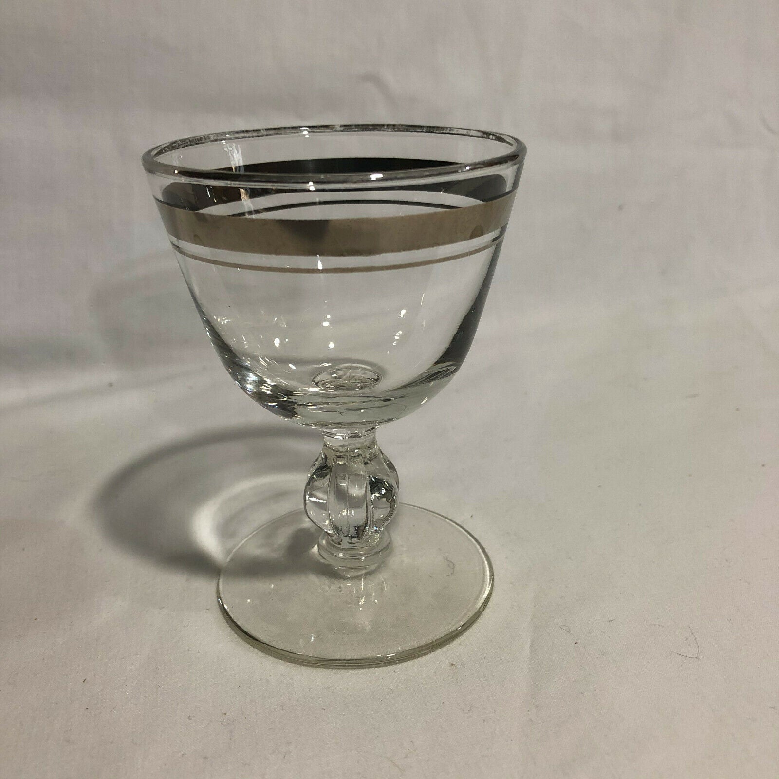 Vintage MCM Silver Banded Cordial Glasses Set of 3 Cocktail Thorpe Style - Nostalgia 2 Now
