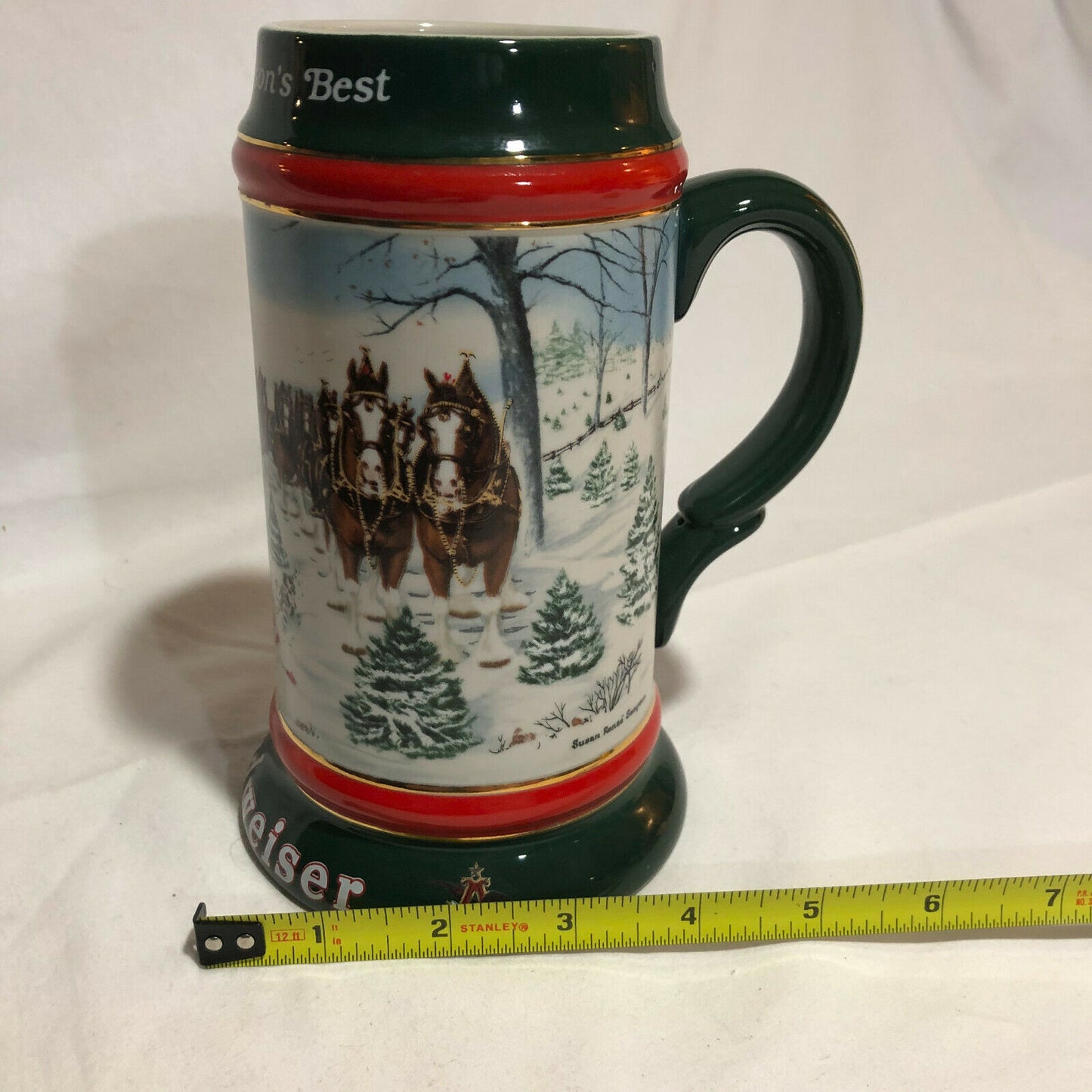 1991 Anheuser Busch Budweiser Holiday Christmas Beer Stein Clydesdales Ceramarte - Nostalgia 2 Now