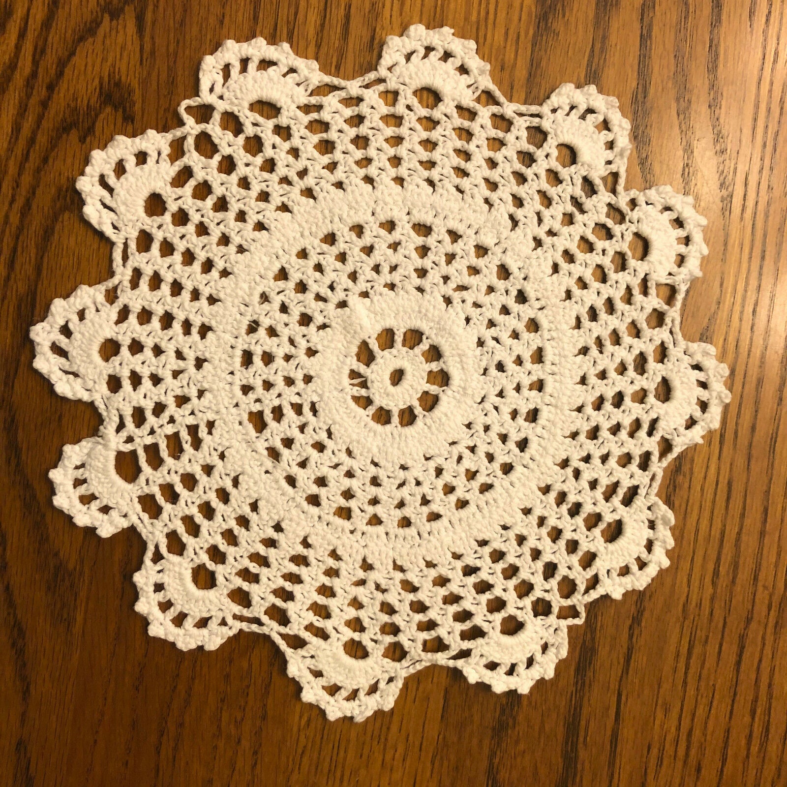 2 Vintage Handmade Crochet Doilies with Scalloped Edges- Beautiful - Nostalgia 2 Now