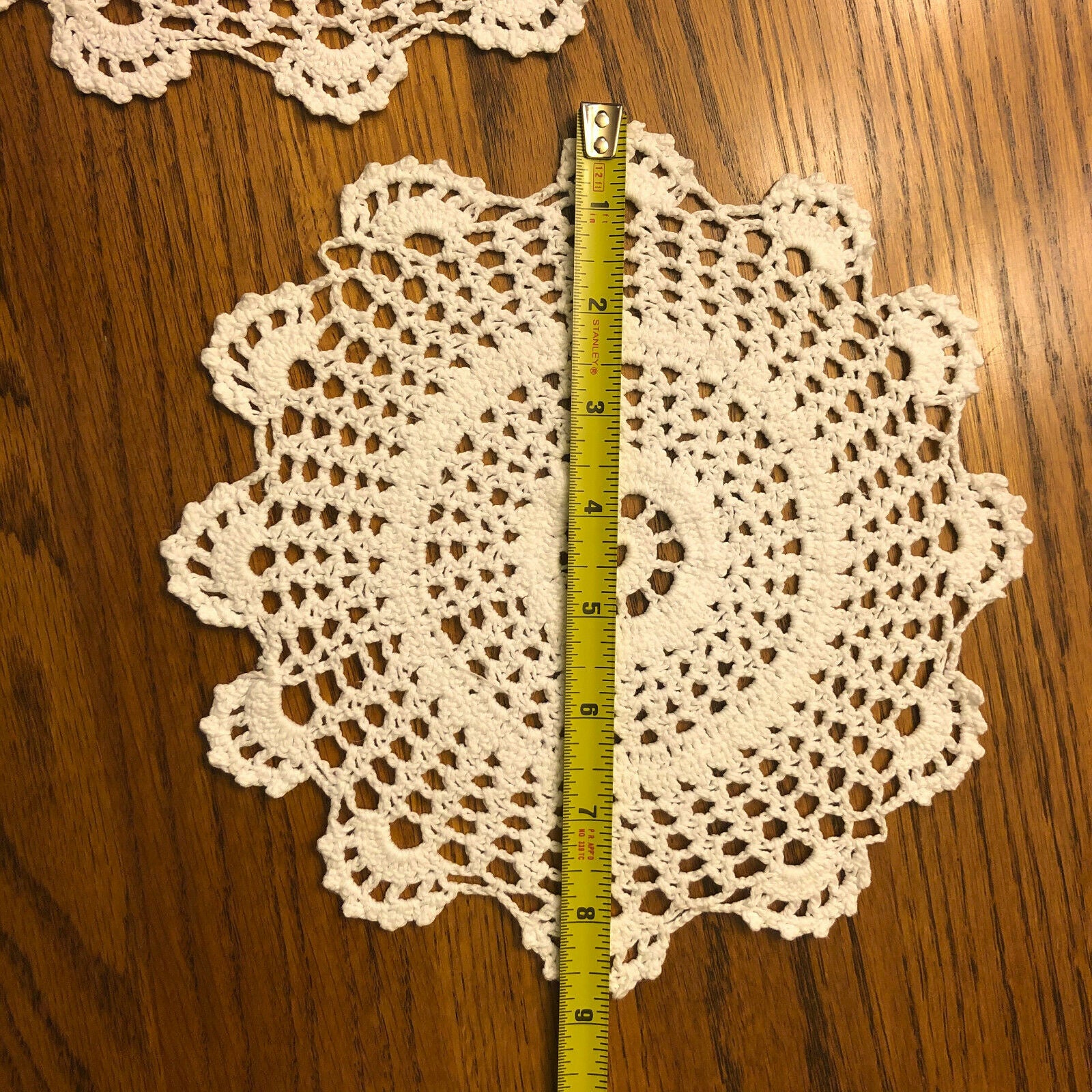 2 Vintage Handmade Crochet Doilies with Scalloped Edges- Beautiful