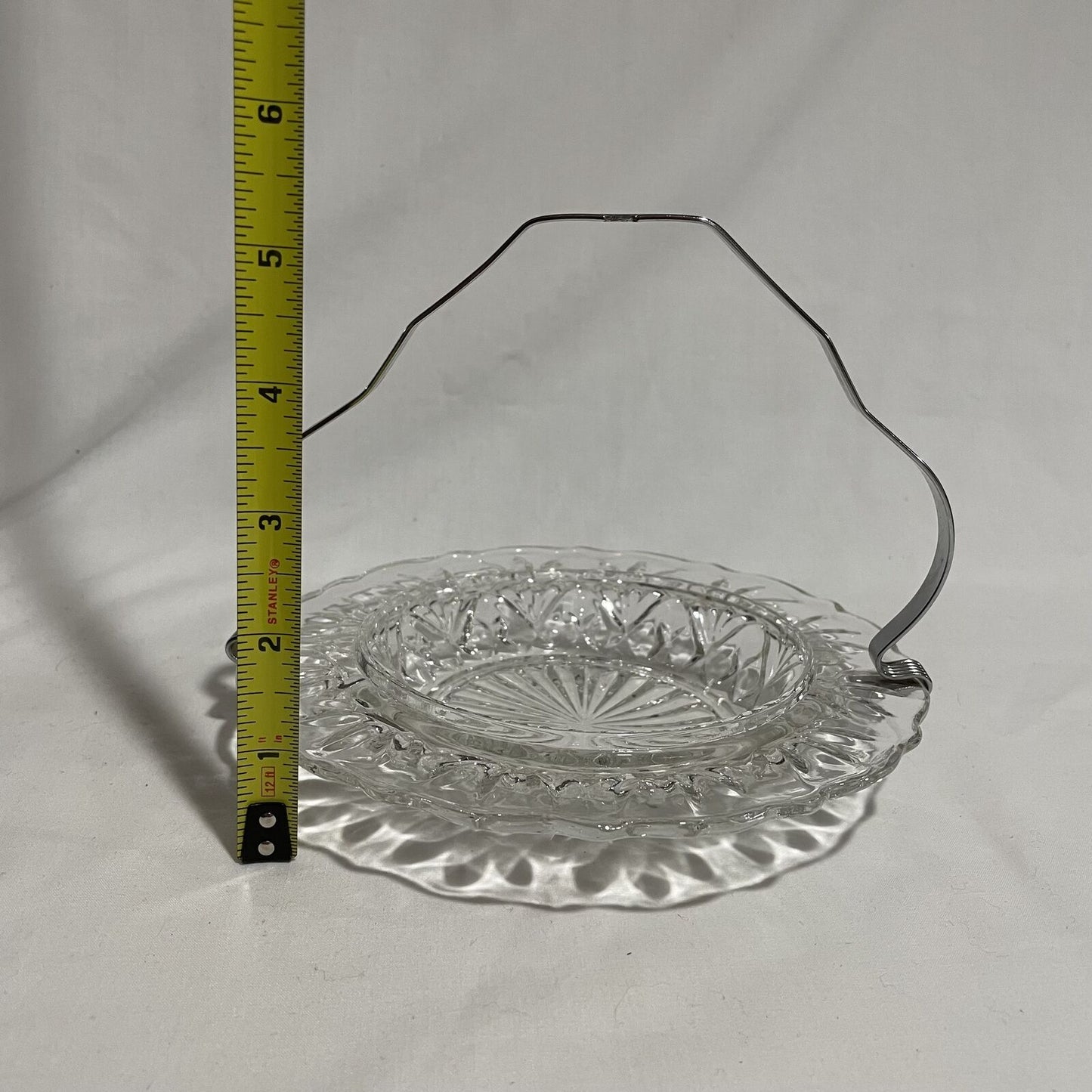 Vintage Pressed Glass Server with Detachable Metal Handle, Set of 2 - Nostalgia 2 Now