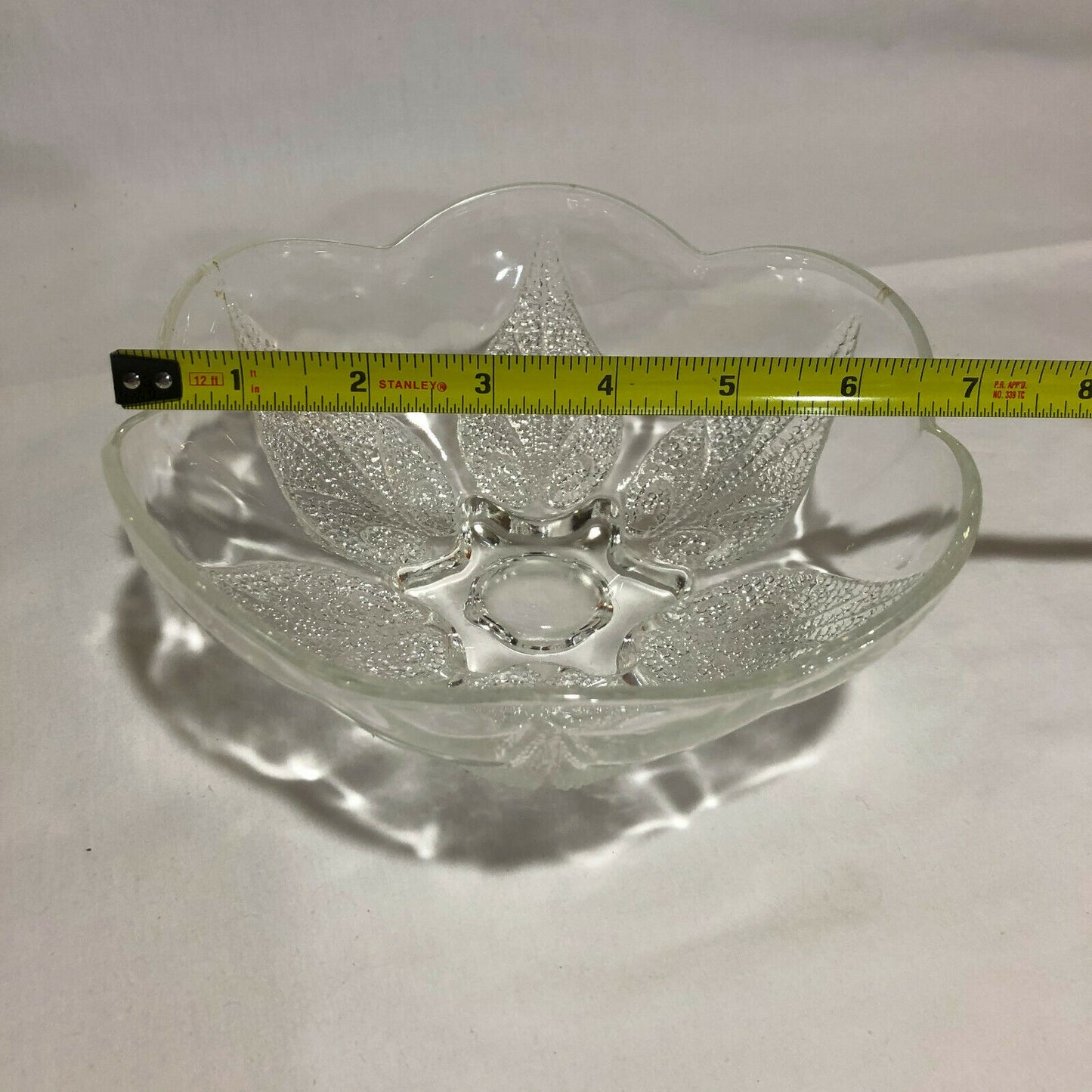 Vintage Clear Glass Candy Bowl With Leaf Design and Scalloped Edges - Nostalgia 2 Now