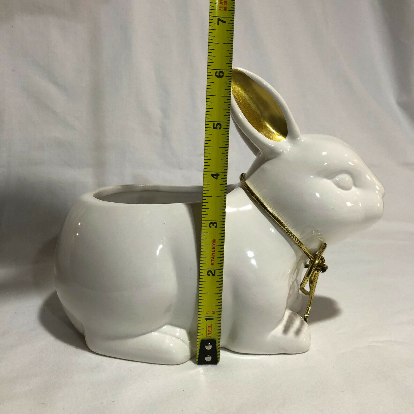 Maud Borup White Rabbit Ceramic Planter with Gold Ears Ready for EASTER! - Nostalgia 2 Now