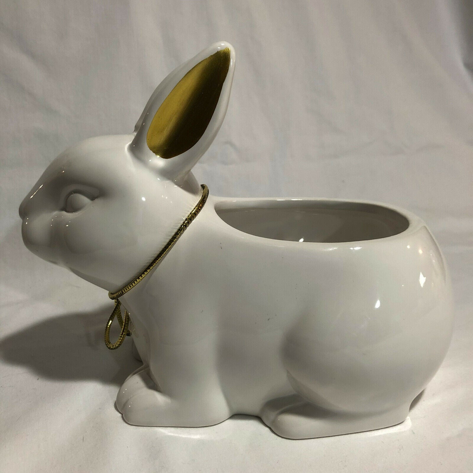 Maud Borup White Rabbit Ceramic Planter with Gold Ears Ready for EASTER! - Nostalgia 2 Now