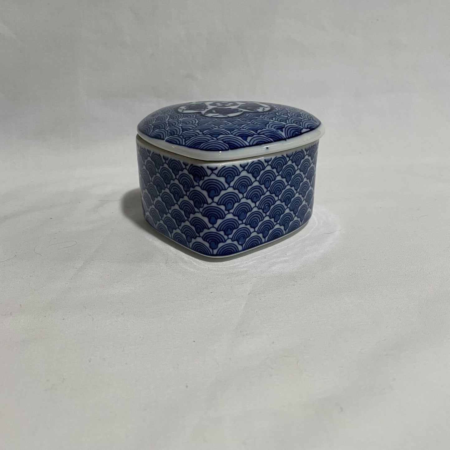 Vintage Cobalt Fish Lidded Heart Trinket Box Japan - Nostalgia 2 Now