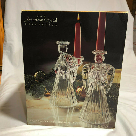 American Crystal Collection 7 1/4" Angel Candle Holders-SET OF 2 - Nostalgia 2 Now