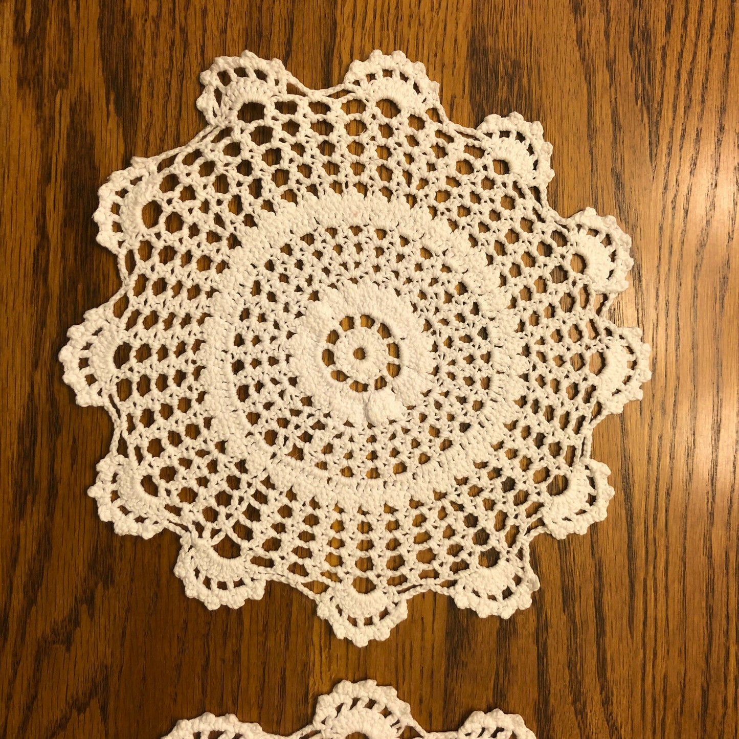 2 Vintage Handmade Crochet Doilies with Scalloped Edges- Beautiful - Nostalgia 2 Now