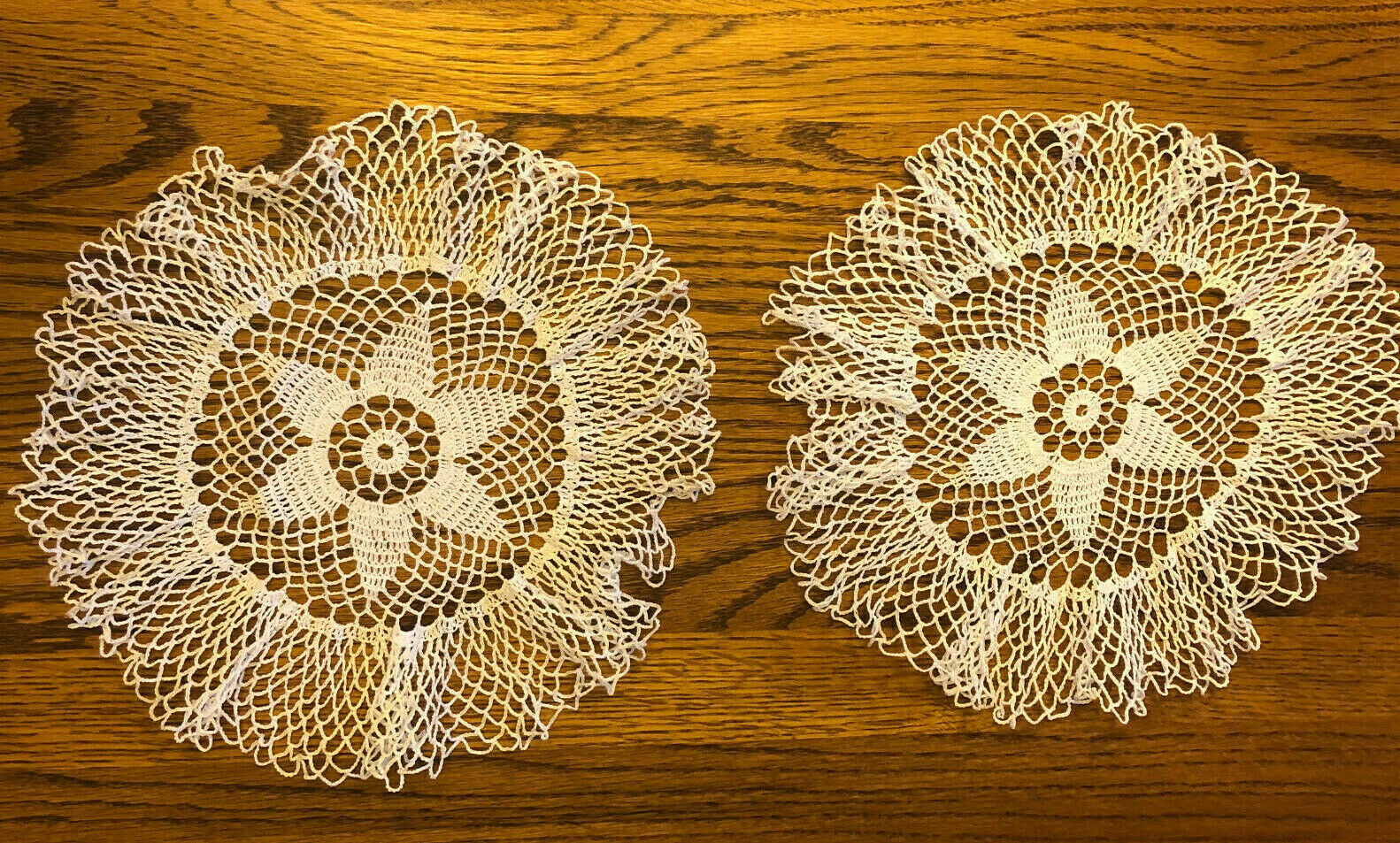 Set of 2, Vintage Handmade Crochet Small Doilies- Beautiful - Nostalgia 2 Now