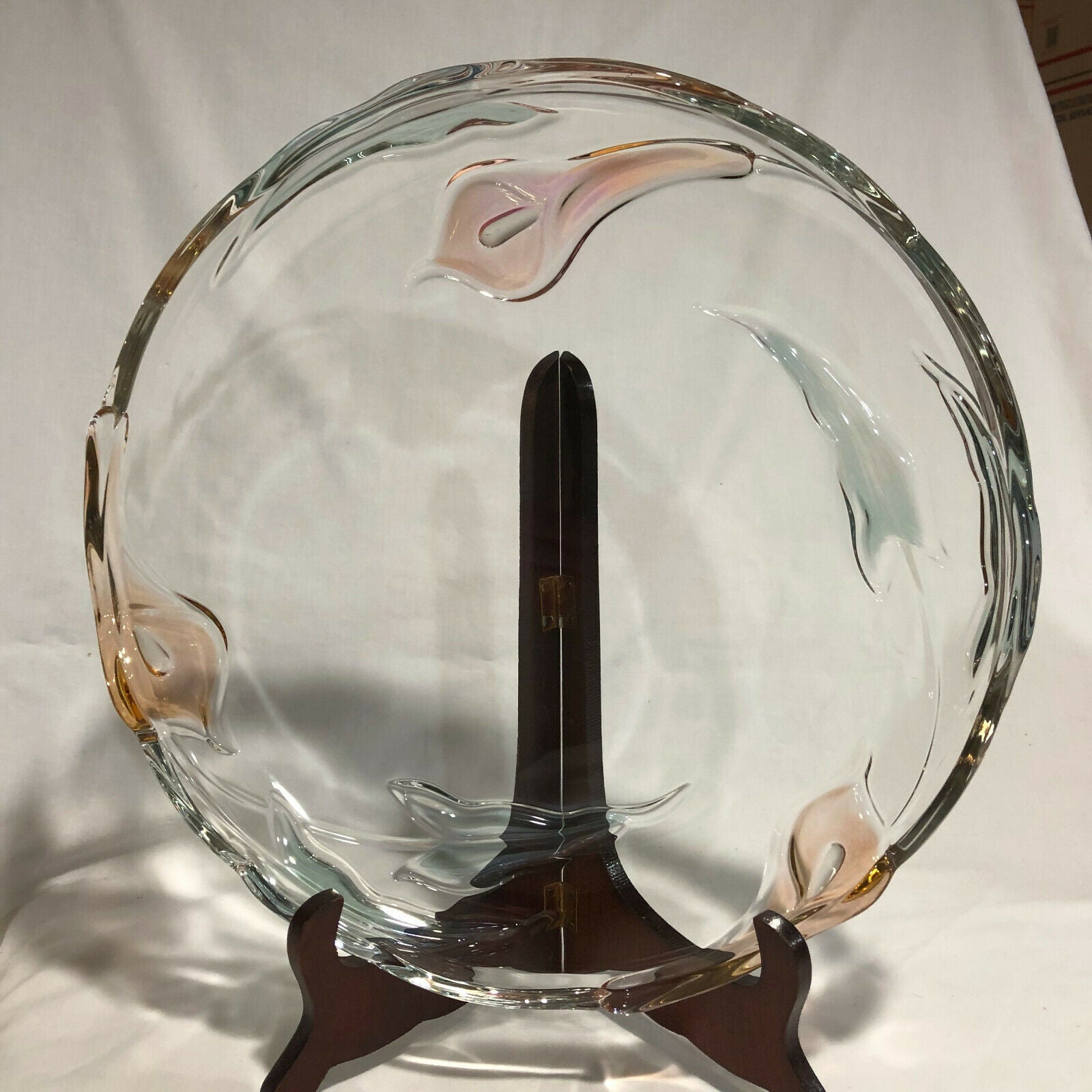 Mikasa Juliana Glass Cake Plate Serving Platter Frosted Pink Tulips - Nostalgia 2 Now