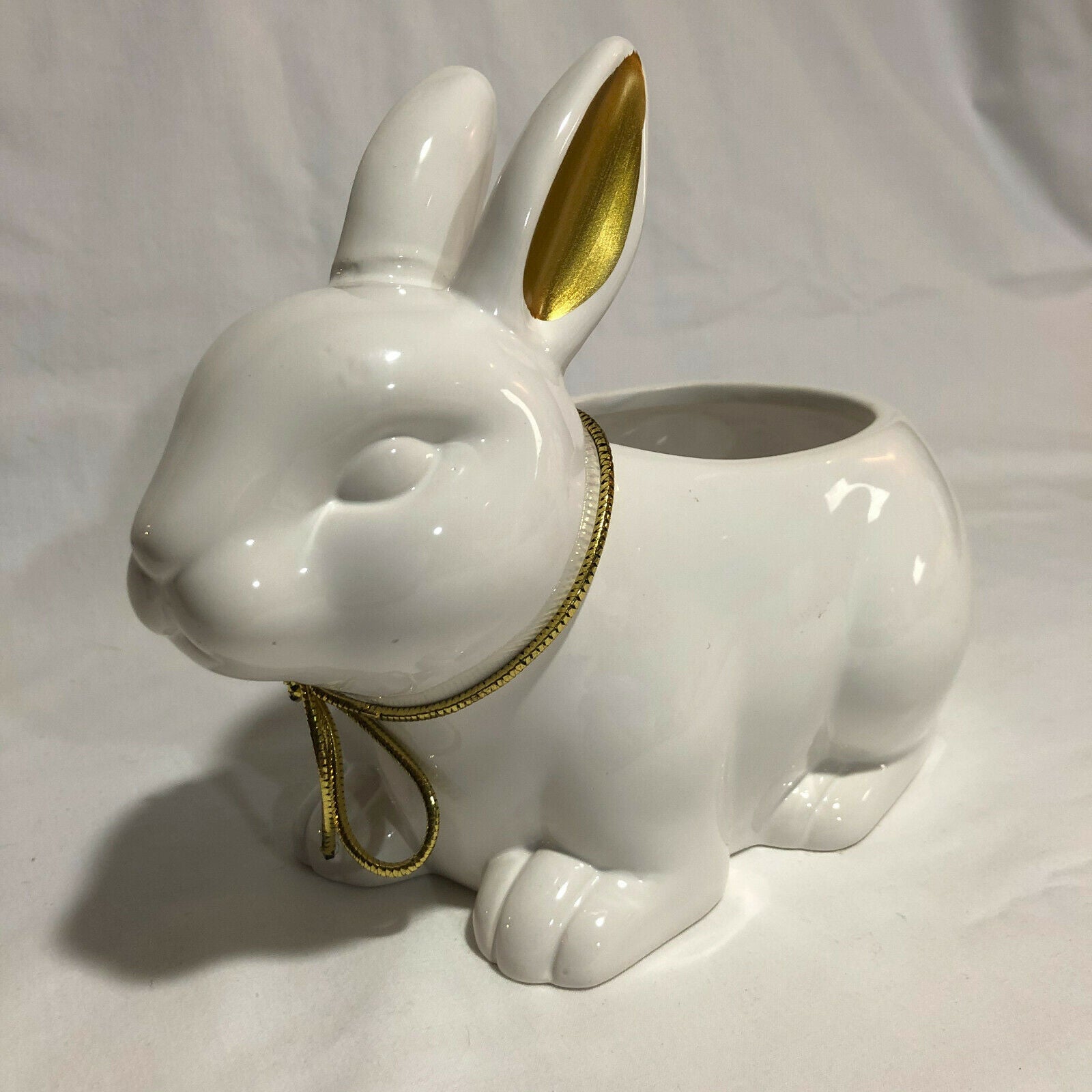 Maud Borup White Rabbit Ceramic Planter with Gold Ears Ready for EASTER! - Nostalgia 2 Now