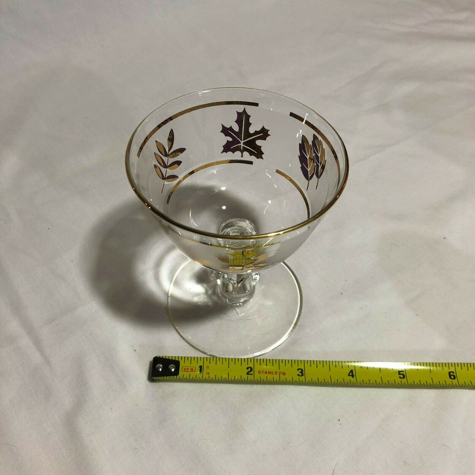 Libbey Frosted Gold Foliage Leaf 4 1/4" Sherbet Champagne Glasses, Set of 8 - Nostalgia 2 Now