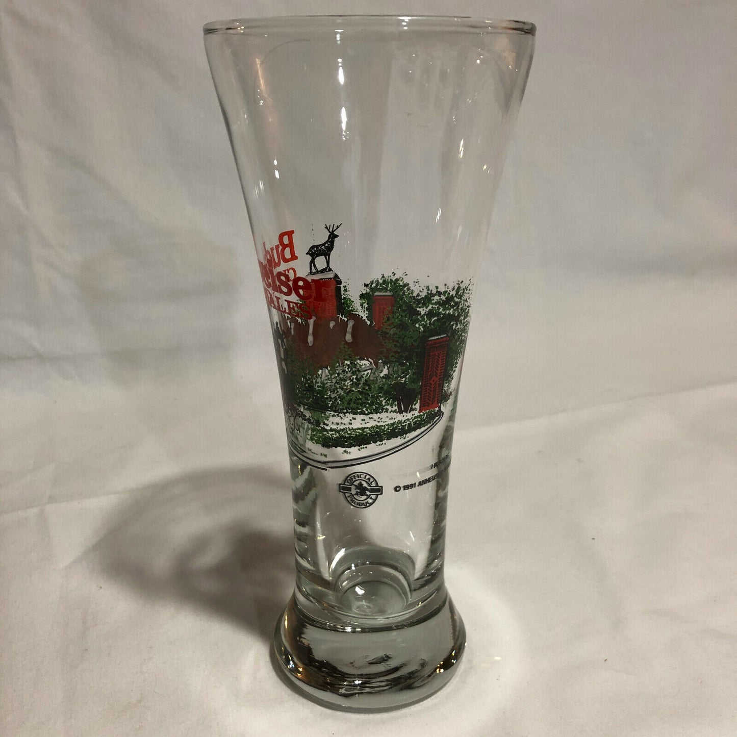 Vintage Budweiser Clydesdale 1991 Fluted Pilsner 12 Oz Beer Glass, set of 6 - Nostalgia 2 Now