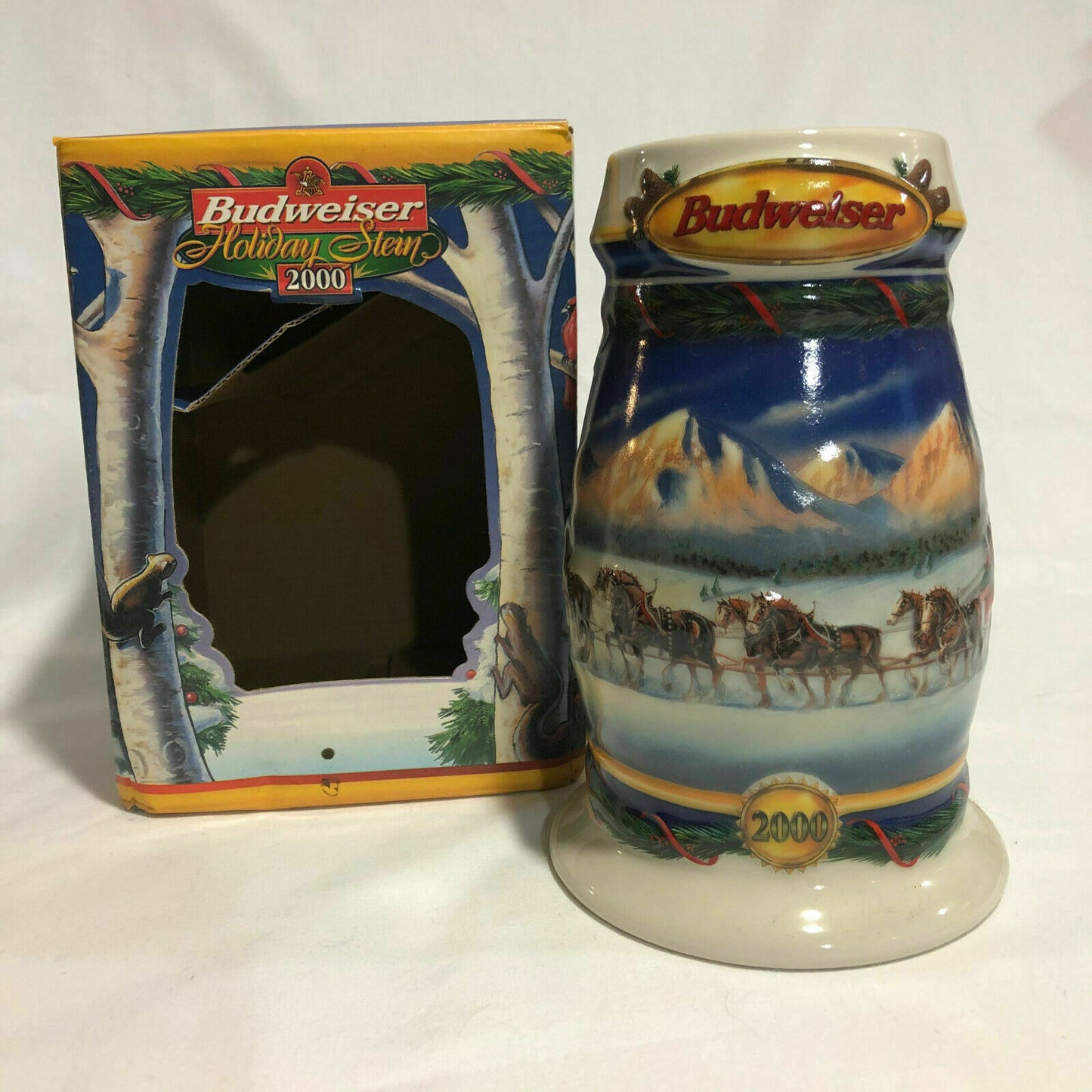 BUDWEISER 2000 Holiday in Mountains Beer Stein Mug CS416 Collectible Decor - Nostalgia 2 Now