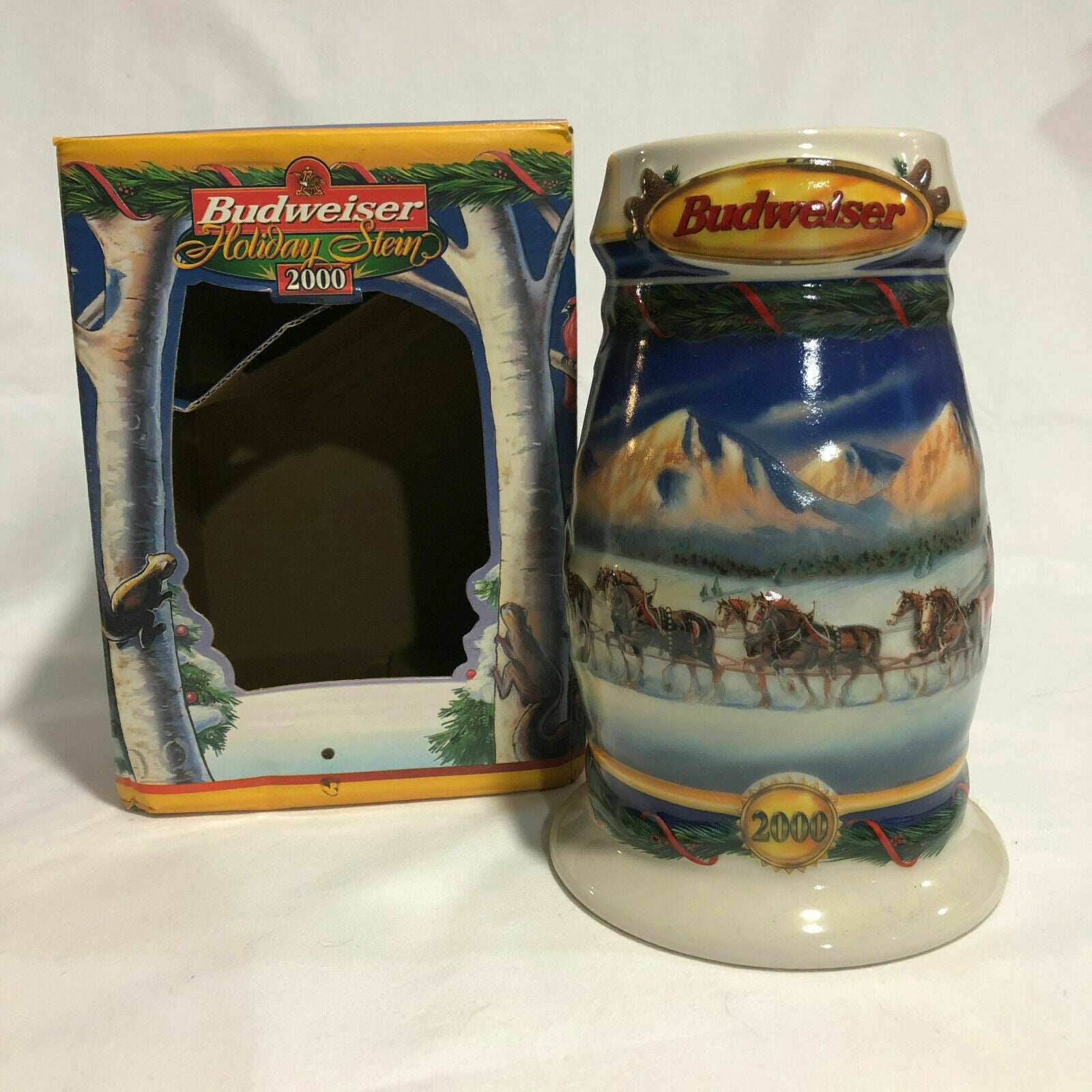 BUDWEISER 2000 Holiday in Mountains Beer Stein Mug CS416 Collectible Decor - Nostalgia 2 Now