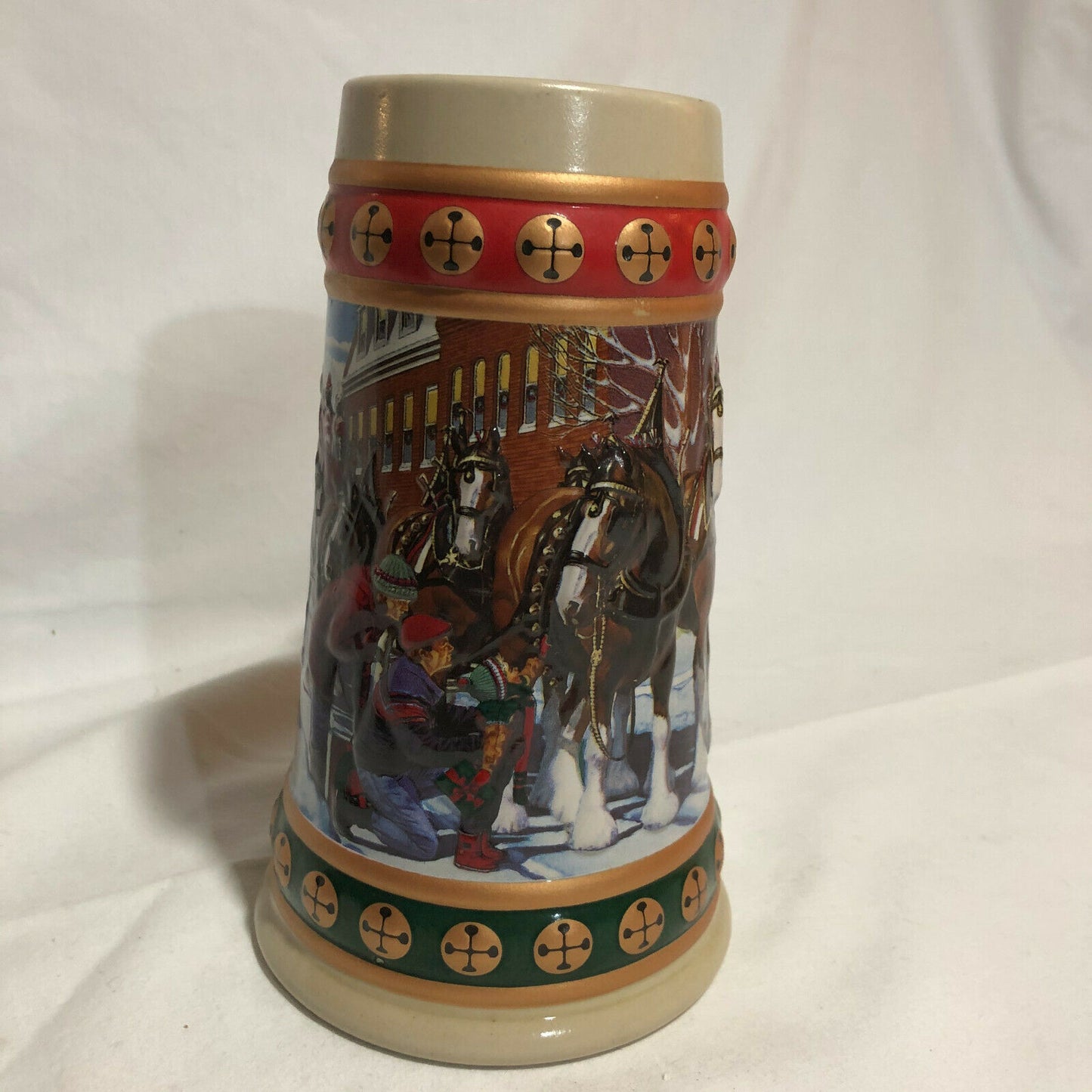 1993 Anheuser Busch Budweiser Hometown Holiday Christmas Beer Stein - Nostalgia 2 Now