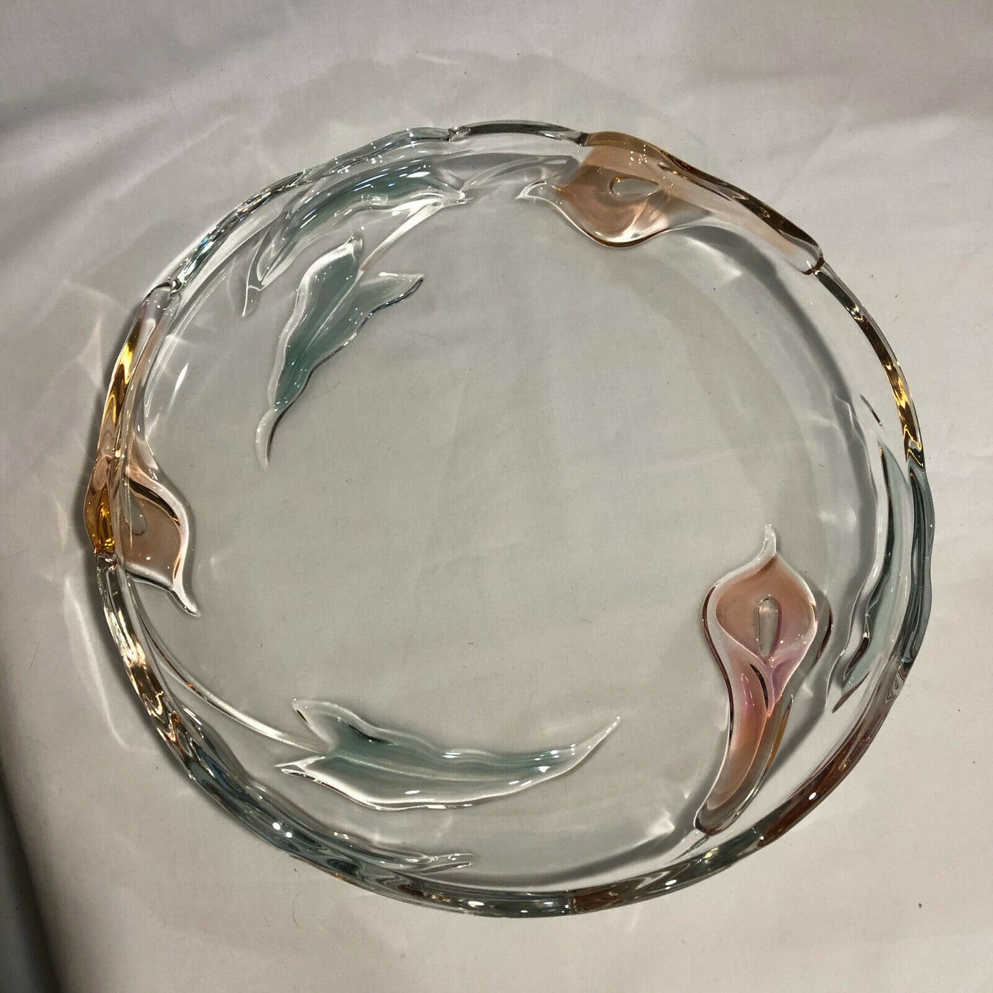 Mikasa Juliana Glass Cake Plate Serving Platter Frosted Pink Tulips - Nostalgia 2 Now