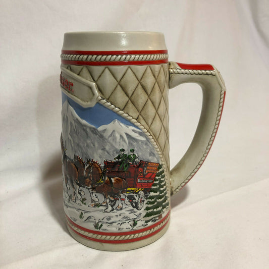 1985 "A" Series Anheuser Busch Budweiser Holiday Beer Stein Clydesdale Ceramarte - Nostalgia 2 Now