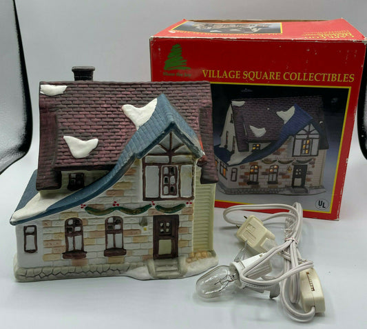 Caldor Village Square Collectibles Cape Cod House Hand-Painted Lighted Vintage - Nostalgia 2 Now