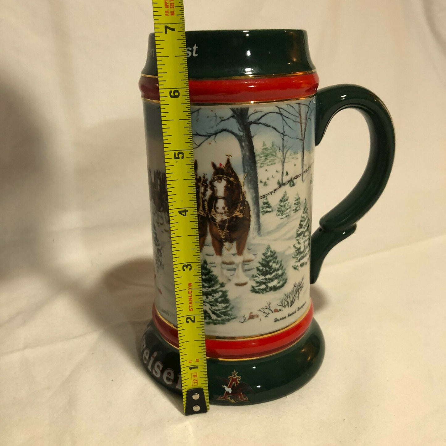 1991 Anheuser Busch Budweiser Holiday Christmas Beer Stein Clydesdales Ceramarte - Nostalgia 2 Now