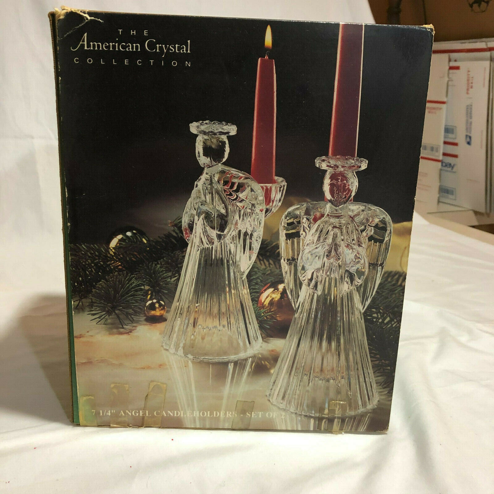 Set of popular seven Shafford angel candle holders in box