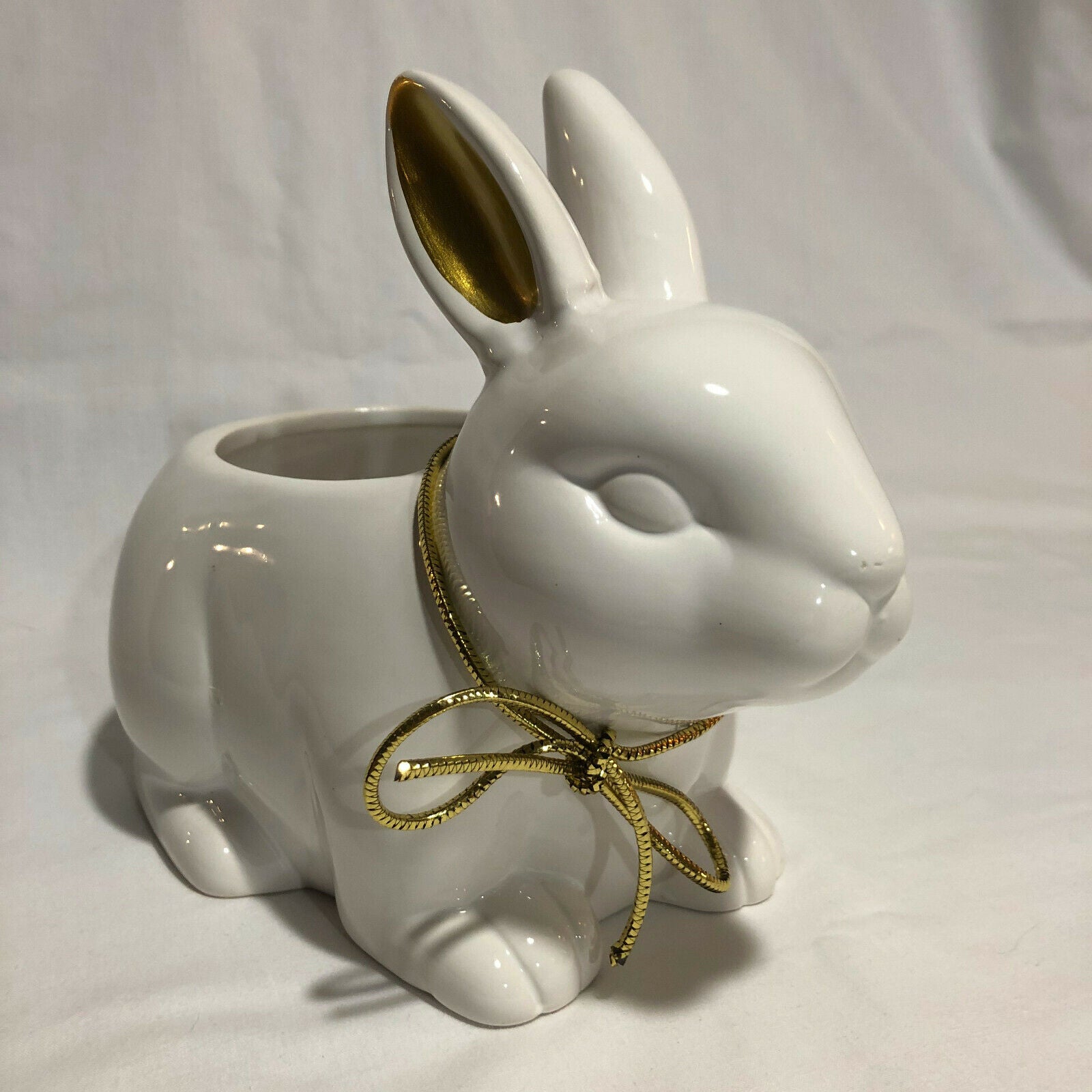 Maud Borup White Rabbit Ceramic Planter with Gold Ears Ready for EASTER! - Nostalgia 2 Now