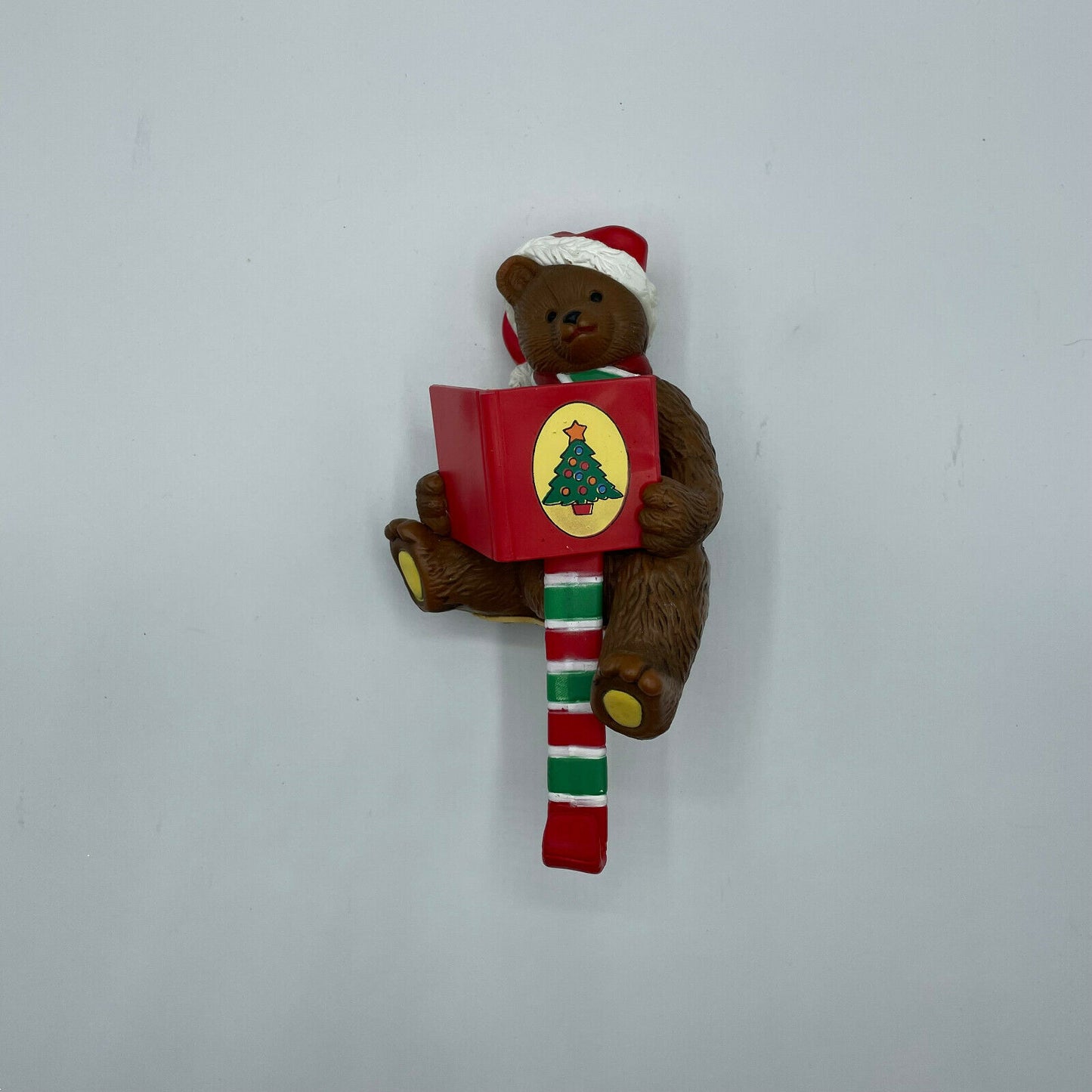 Vintage Teddy Bear Christmas Stocking Hanger Hook Hard Plastic - Nostalgia 2 Now