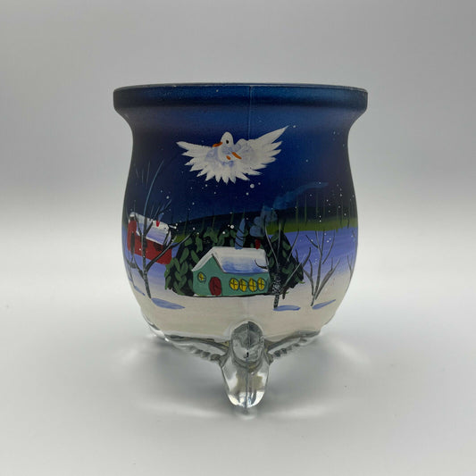 Painted Wintry Scene Glass Candle Holder - Nostalgia 2 Now