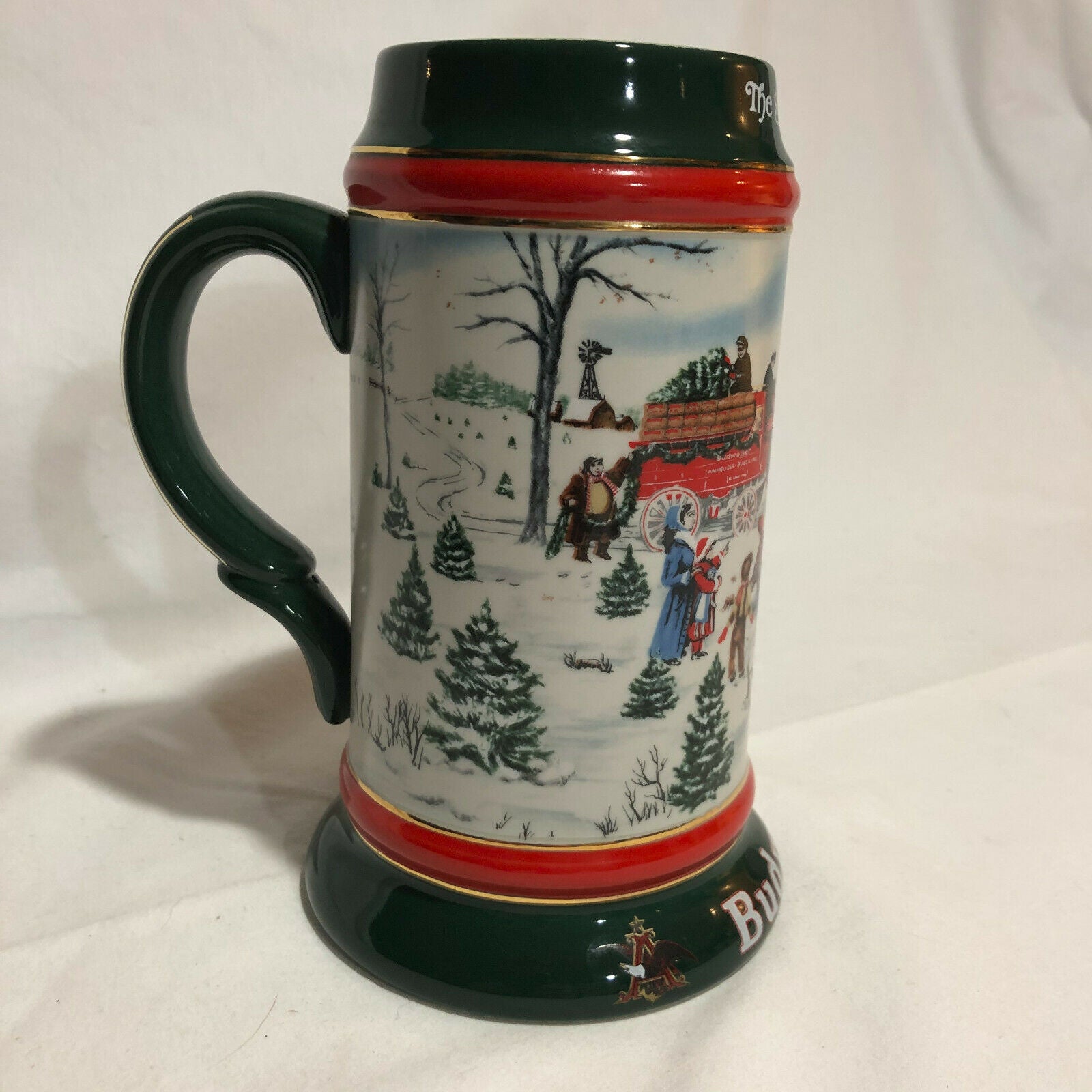 1991 Anheuser Busch Budweiser Holiday Christmas Beer Stein Clydesdales Ceramarte - Nostalgia 2 Now