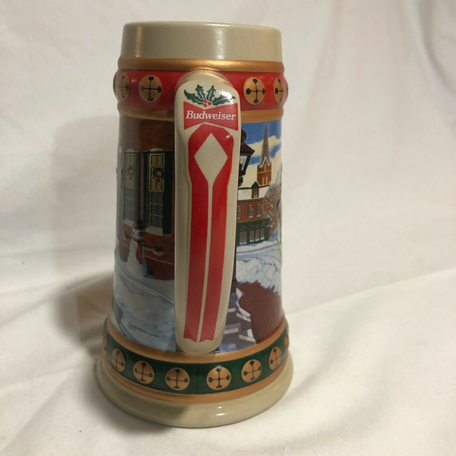 1993 Anheuser Busch Budweiser Hometown Holiday Christmas Beer Stein - Nostalgia 2 Now