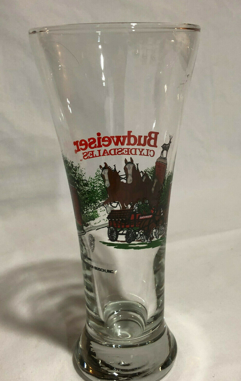 Vintage Budweiser Clydesdale 1991 Fluted Pilsner 12 Oz Beer Glass, set of 6 - Nostalgia 2 Now