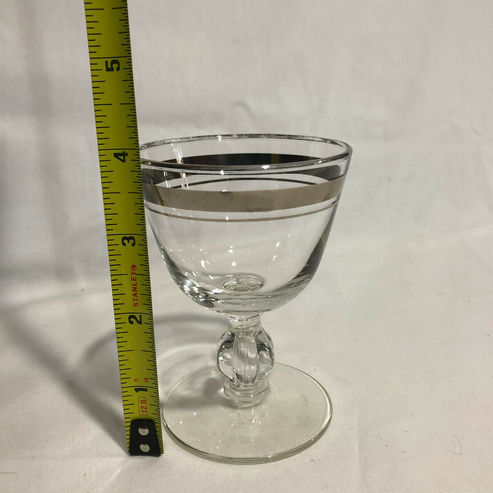 Vintage MCM Silver Banded Cordial Glasses Set of 3 Cocktail Thorpe Style - Nostalgia 2 Now