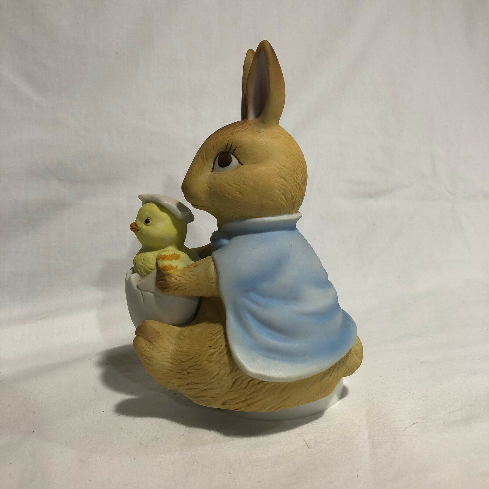 Vintage Global Art Easter Rotating Music Box Porcelain-Bunny & Hatching Chick - Nostalgia 2 Now