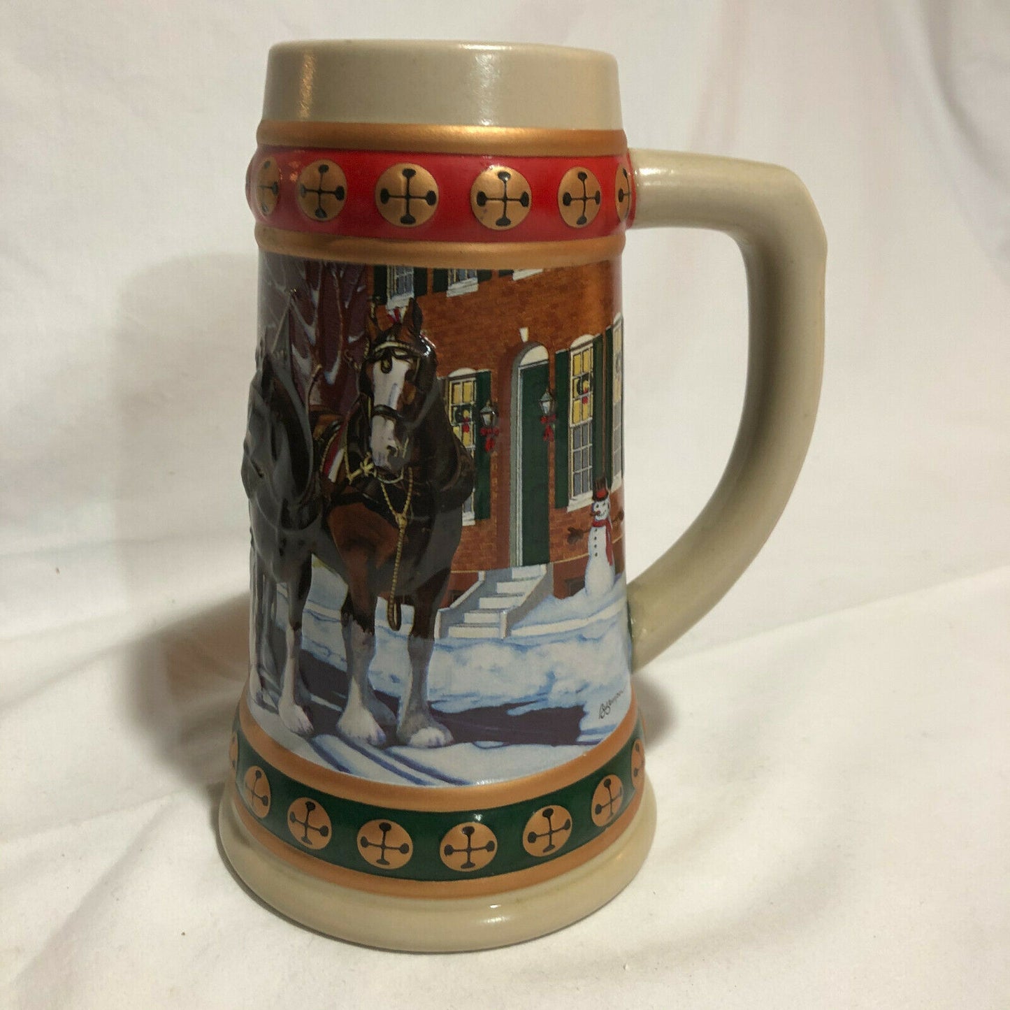 1993 Anheuser Busch Budweiser Hometown Holiday Christmas Beer Stein - Nostalgia 2 Now