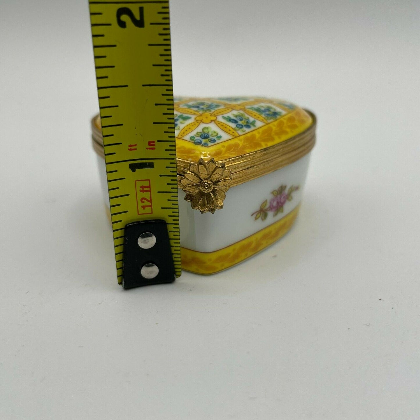 Heart Shaped Pill Box with Flowers Hinged Lid Porcelaine De Paris France - Nostalgia 2 Now