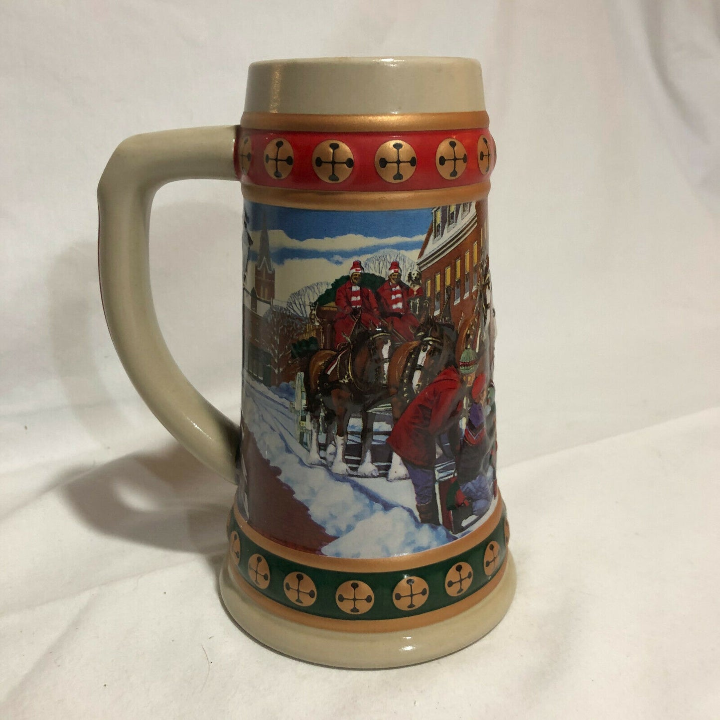 1993 Anheuser Busch Budweiser Hometown Holiday Christmas Beer Stein - Nostalgia 2 Now