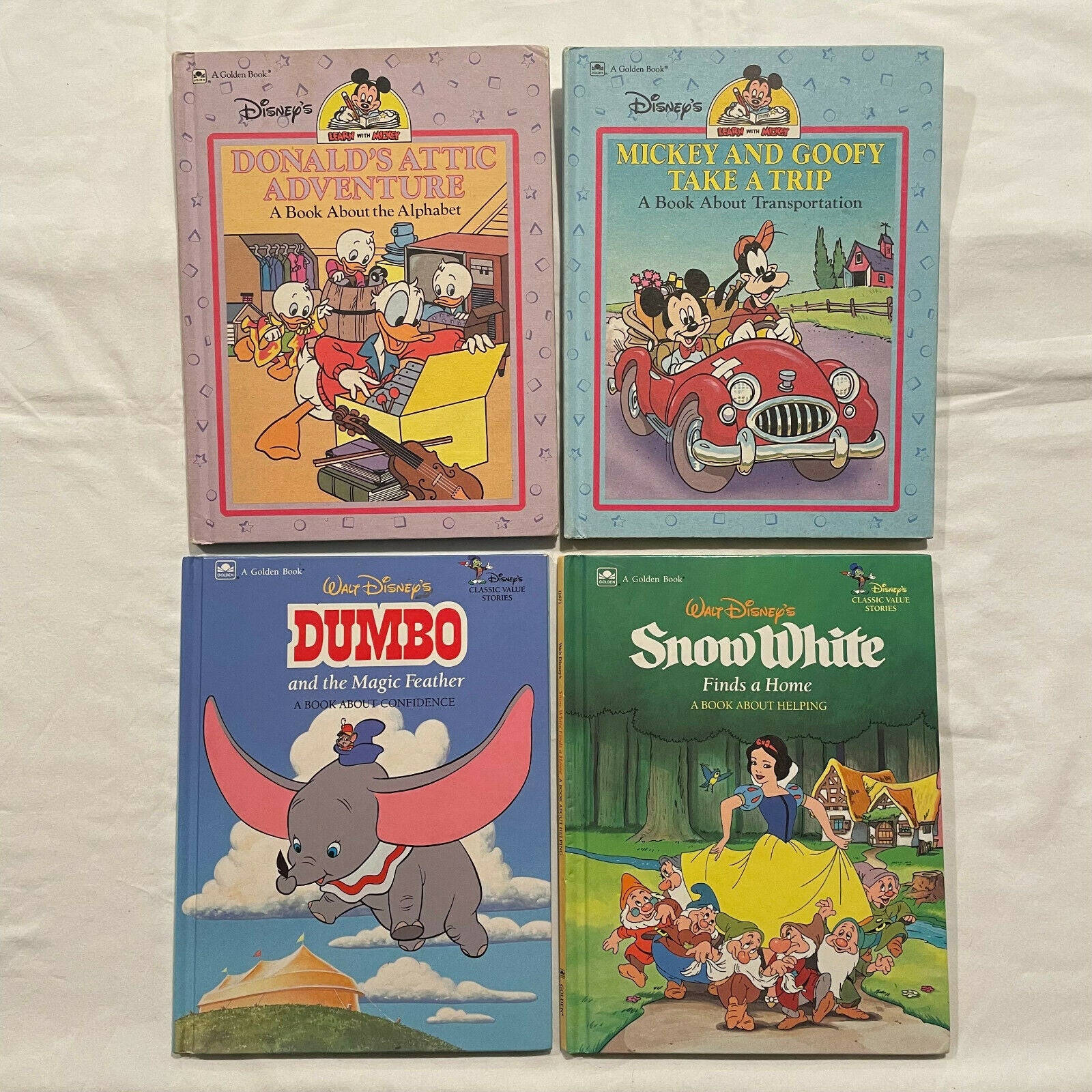 Set of 4 Hard Cover Disney Golden Books from 1987 and 1990 - Nostalgia 2 Now