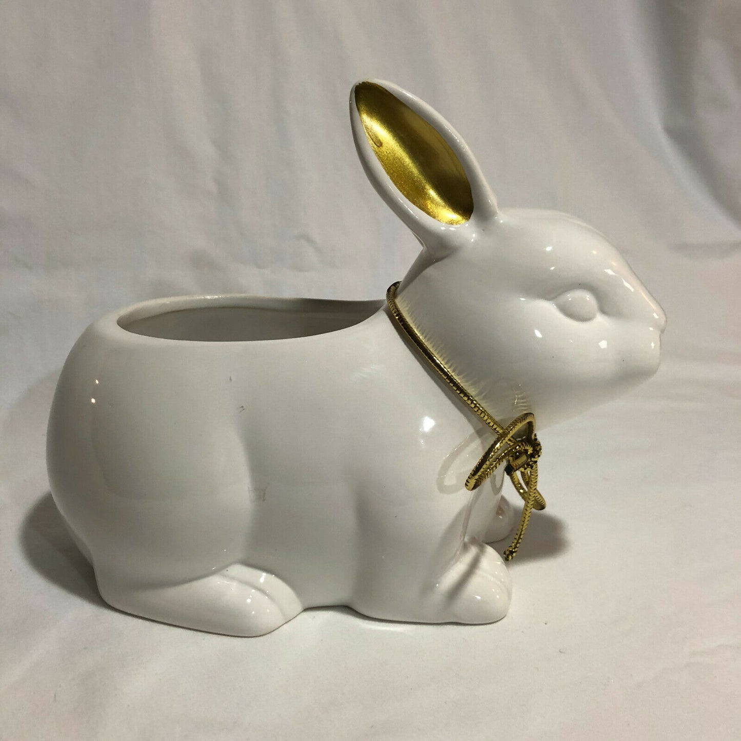 Maud Borup White Rabbit Ceramic Planter with Gold Ears Ready for EASTER! - Nostalgia 2 Now