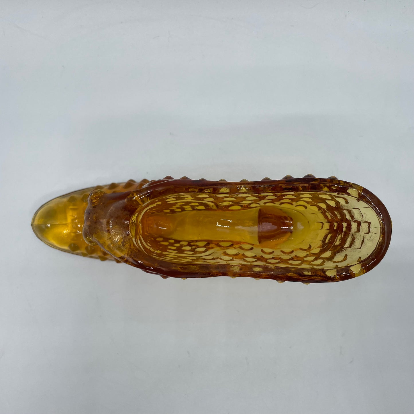 Vintage Fenton Glass Amber Hobnail Cat Head Slipper