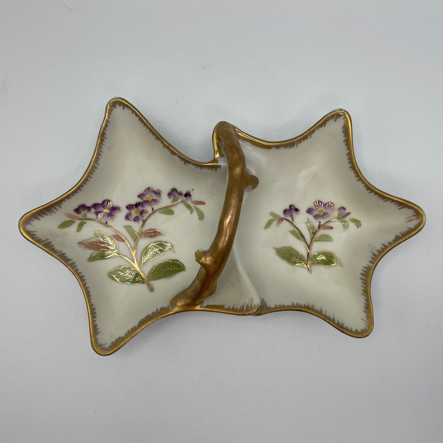 Vintage Divided Tray Top Handle Handpainted
