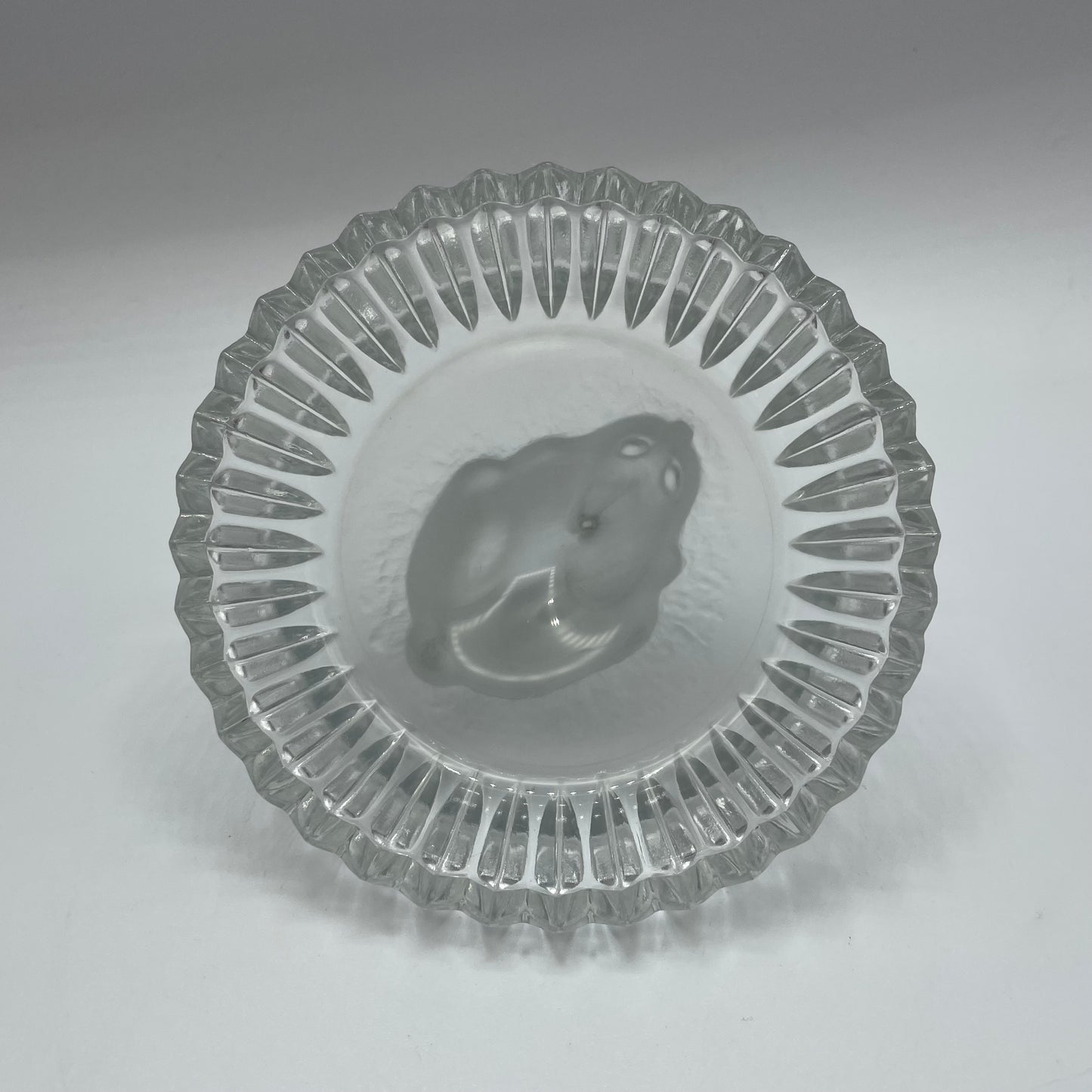 Frosted Rabbit Covered Glass Trinket Dish