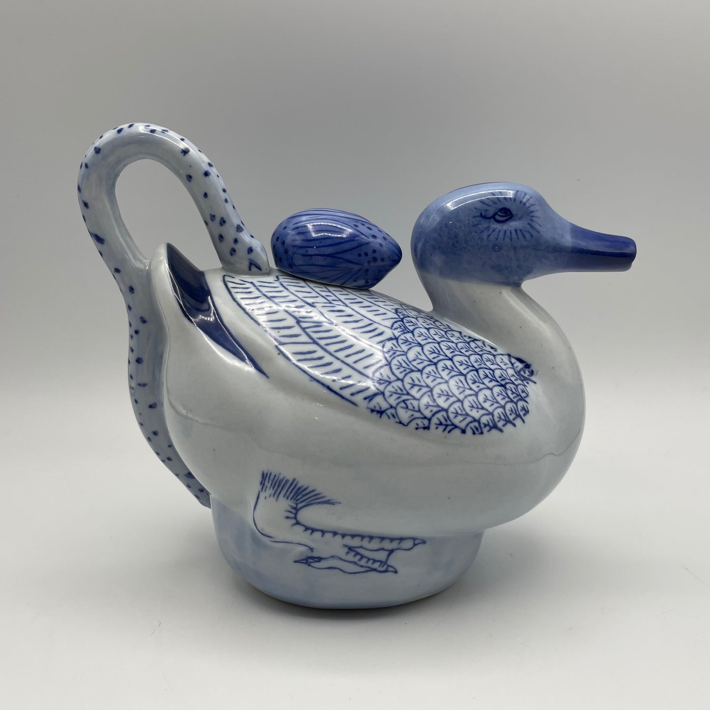Blue & White Duck Ceramic Teapot