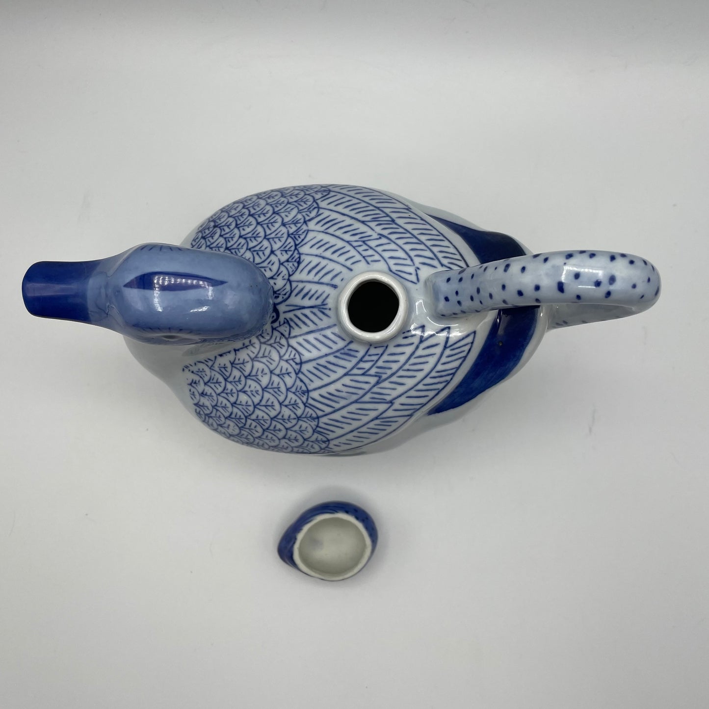 Blue & White Duck Ceramic Teapot