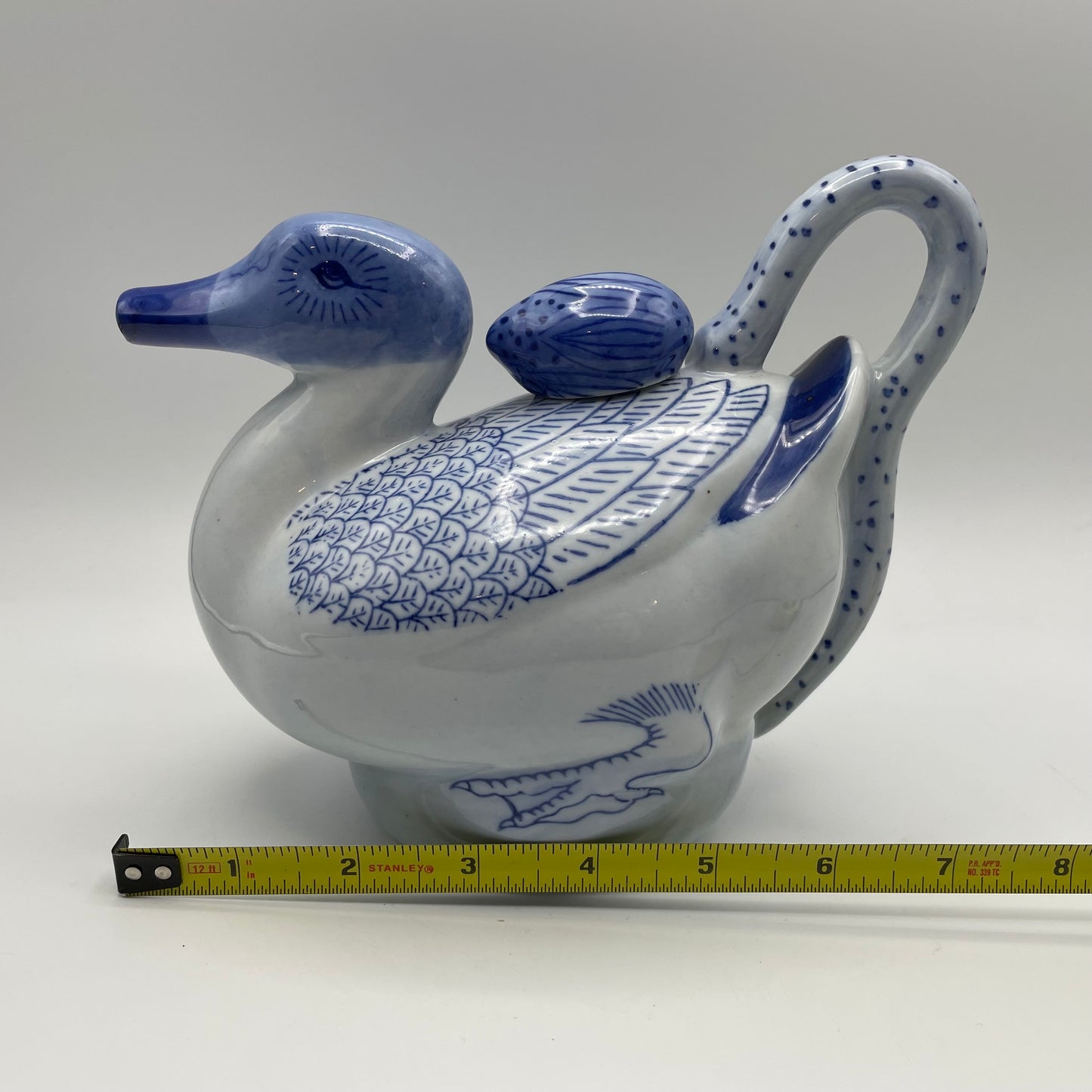 Blue & White Duck Ceramic Teapot