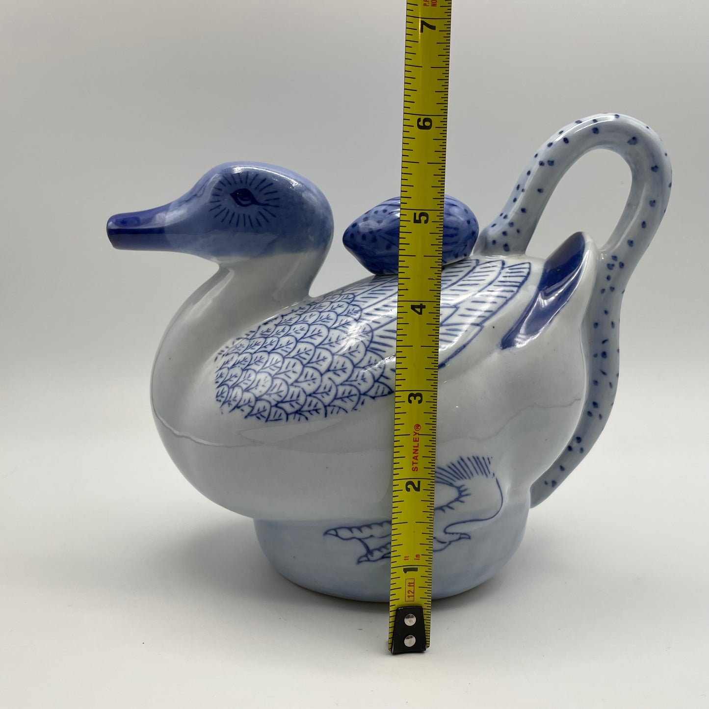 Blue & White Duck Ceramic Teapot